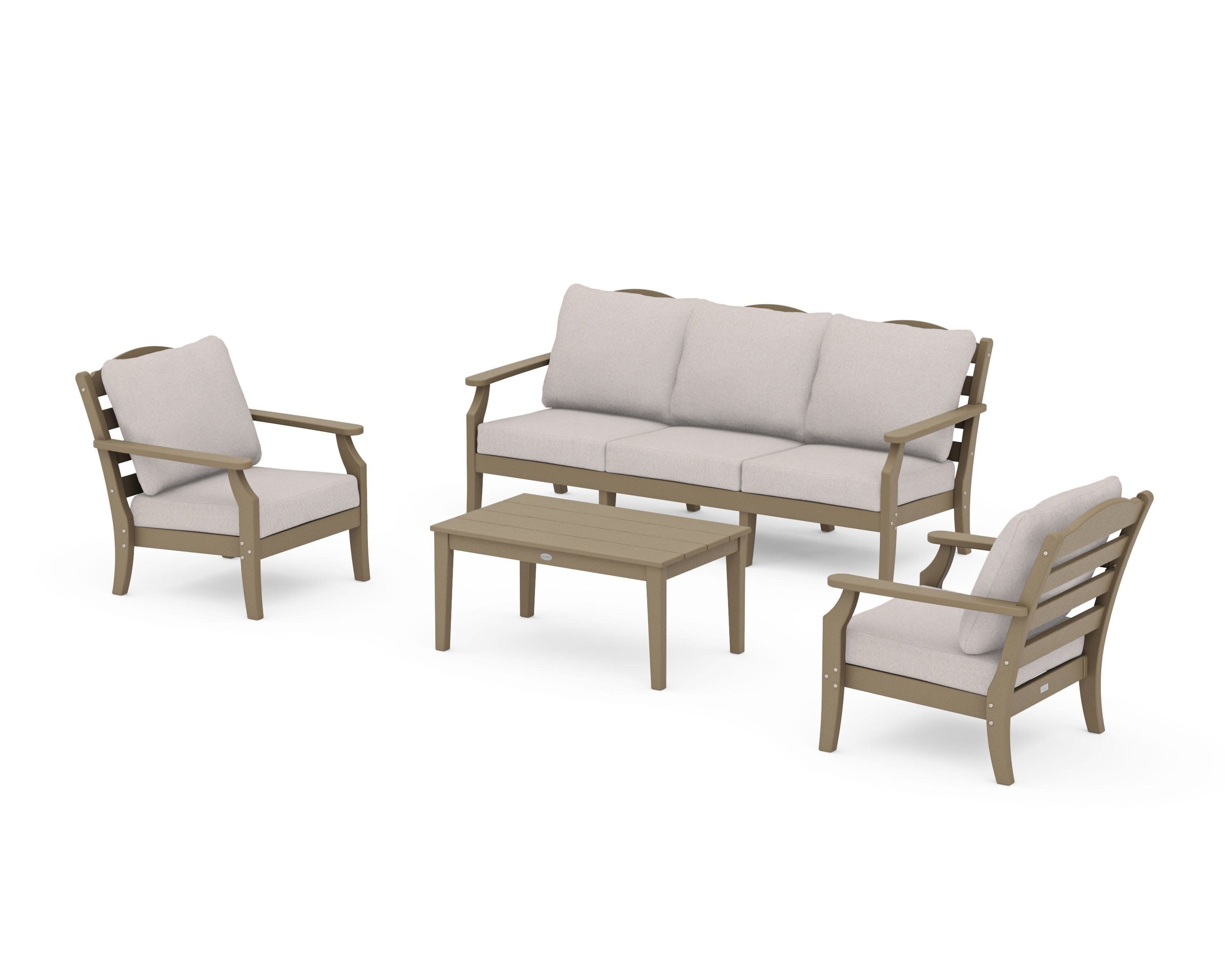 Savannah 4-Piece Deep Seating Set with Sofa in Vintage Sahara / Dune Burlap