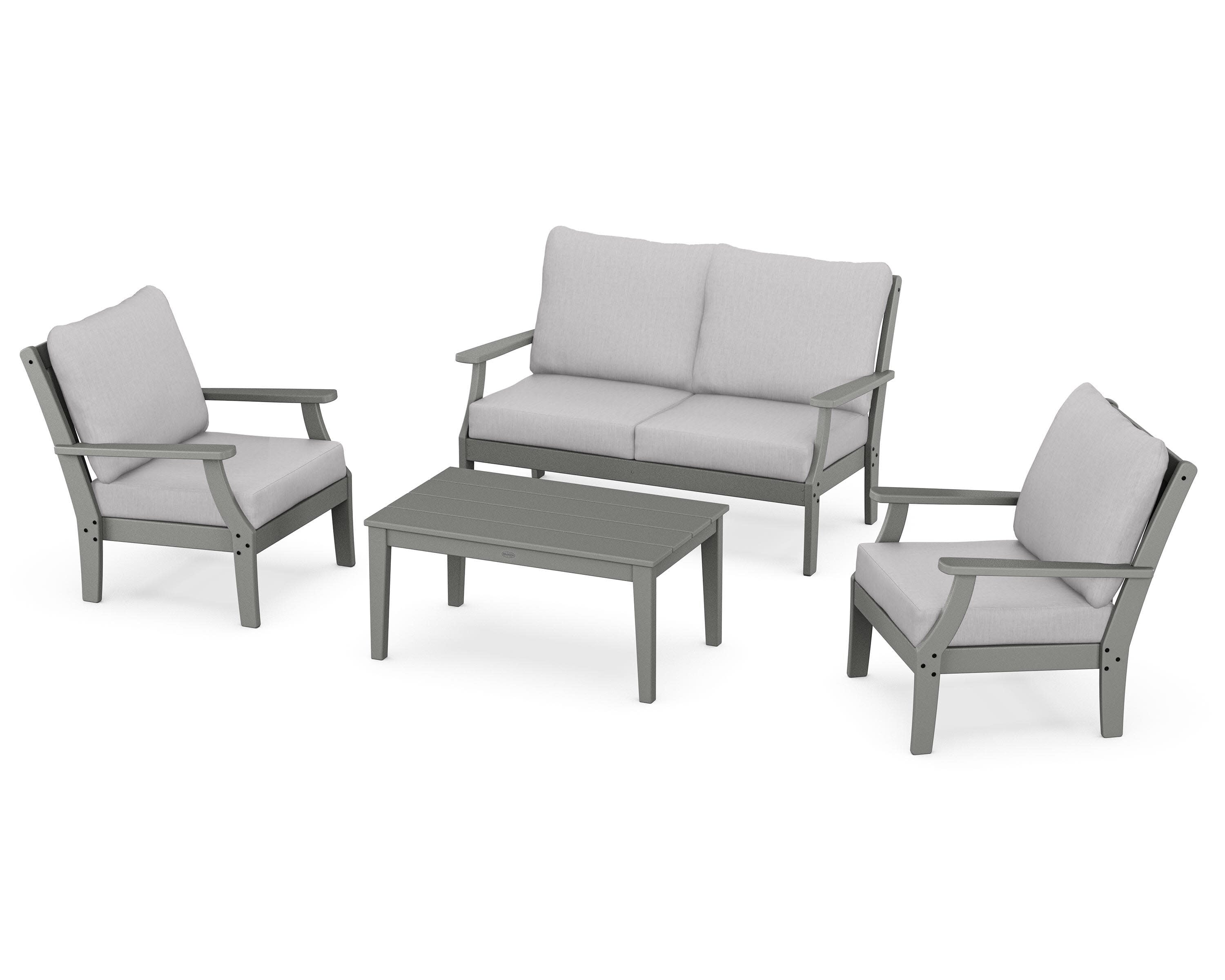 Braxton 4-Piece Deep Seating Chair Set in Slate Grey / Granite