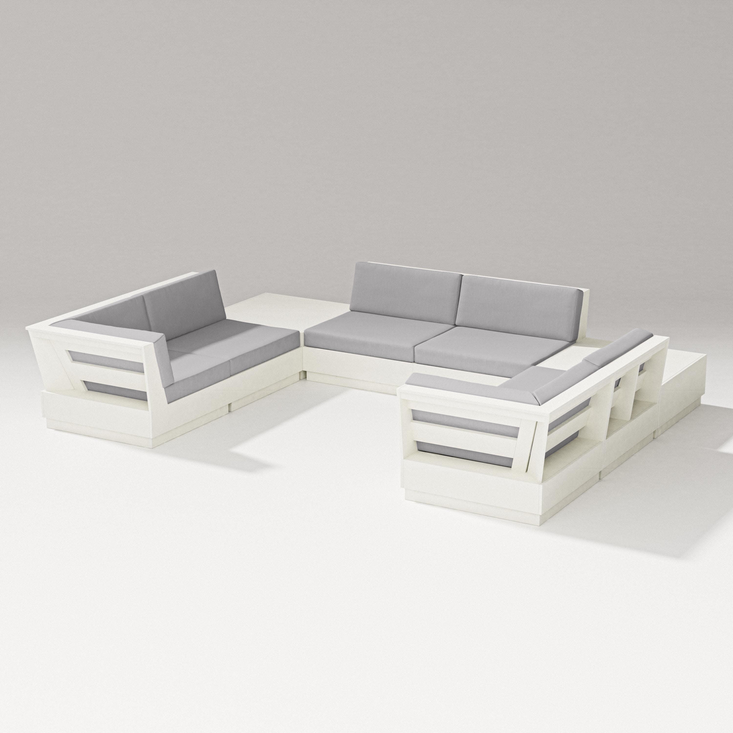 Elevate 8-Piece U-Shaped Sectional in Vintage White / Granite