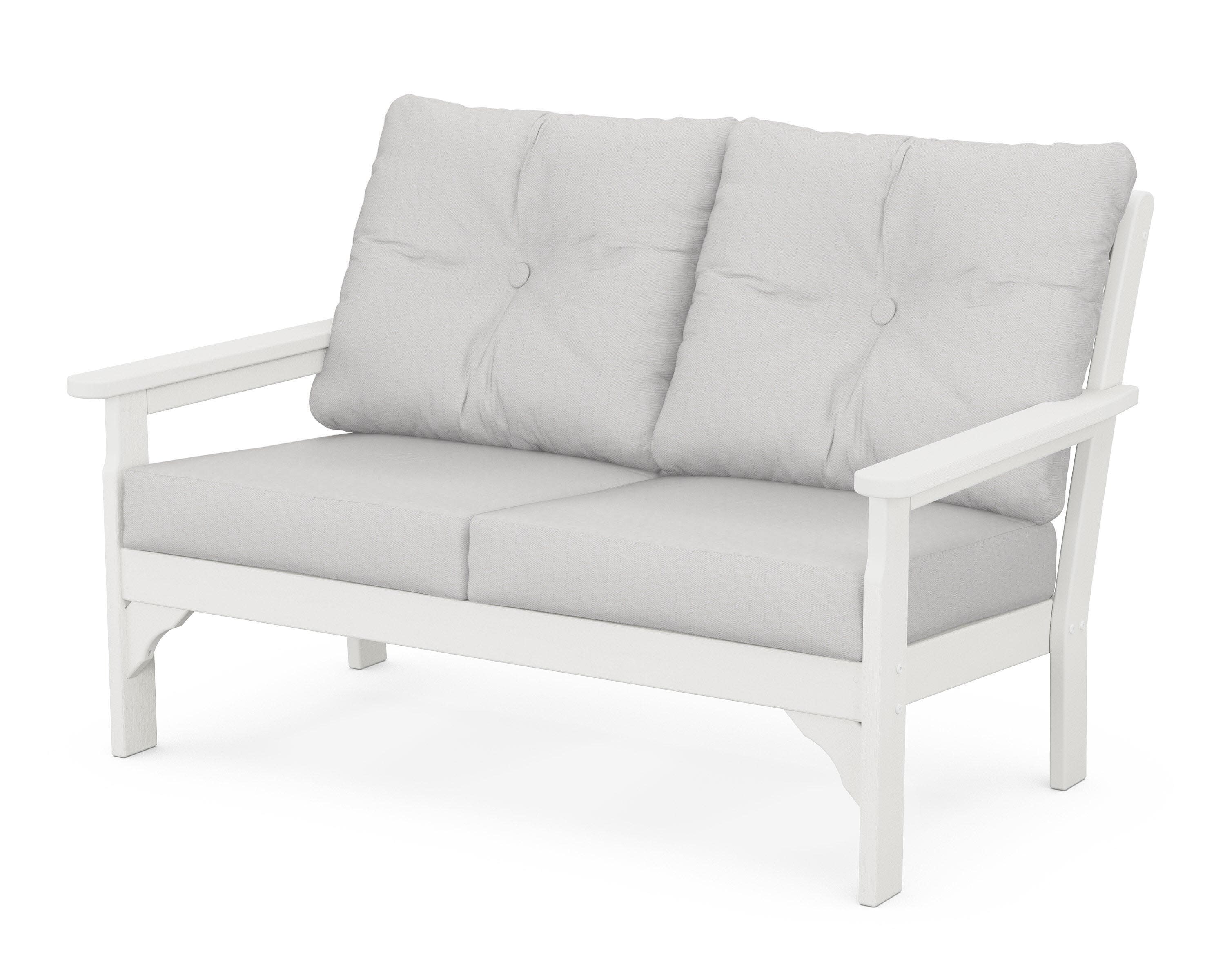 Vineyard Deep Seating Loveseat in Vintage White / Diamond in the Rough