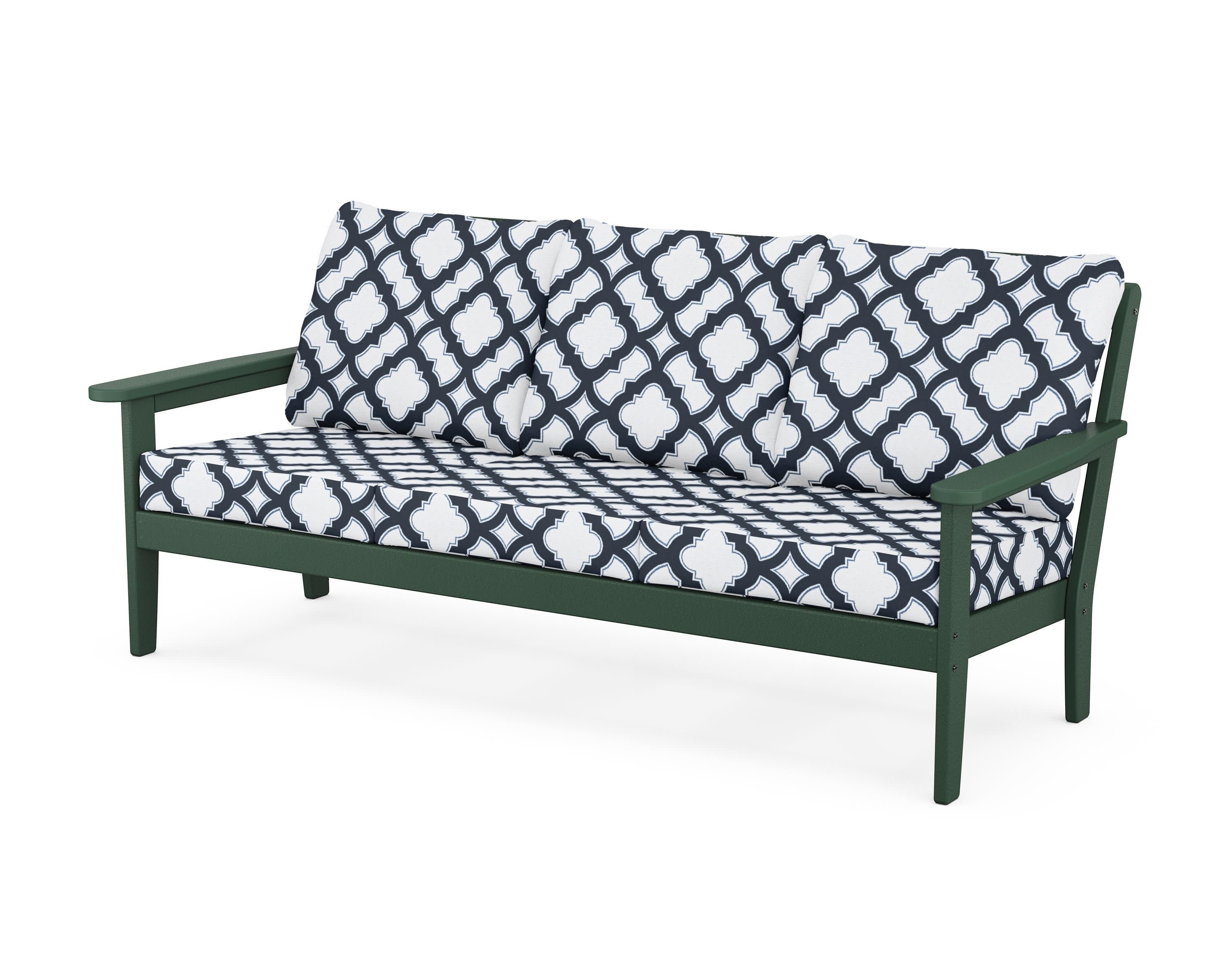 Cottage Deep Seating Sofa in Green / Trellis Marine Indigo
