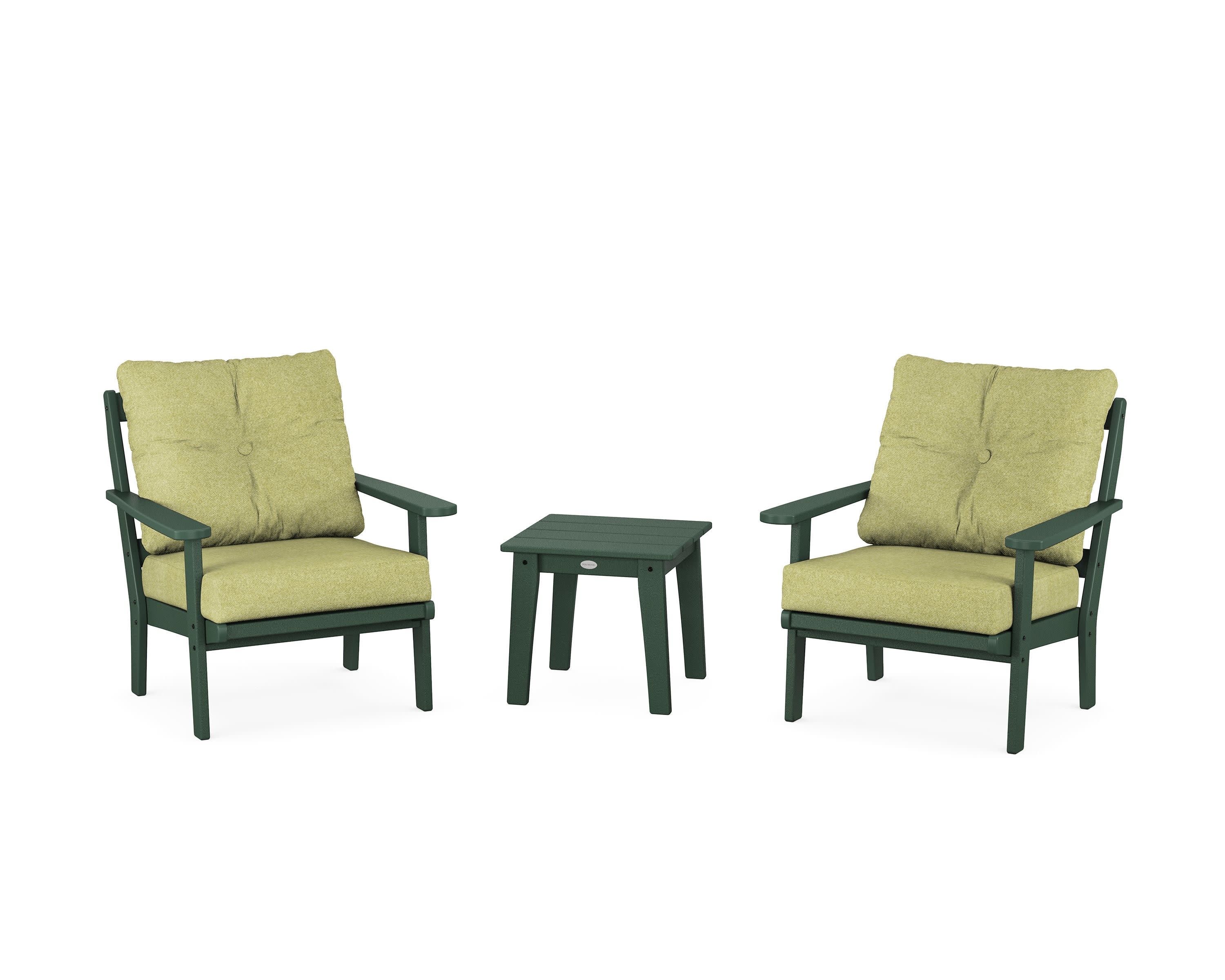 Mission 3-Piece Deep Seating Set in Green / Chartreuse Boucle