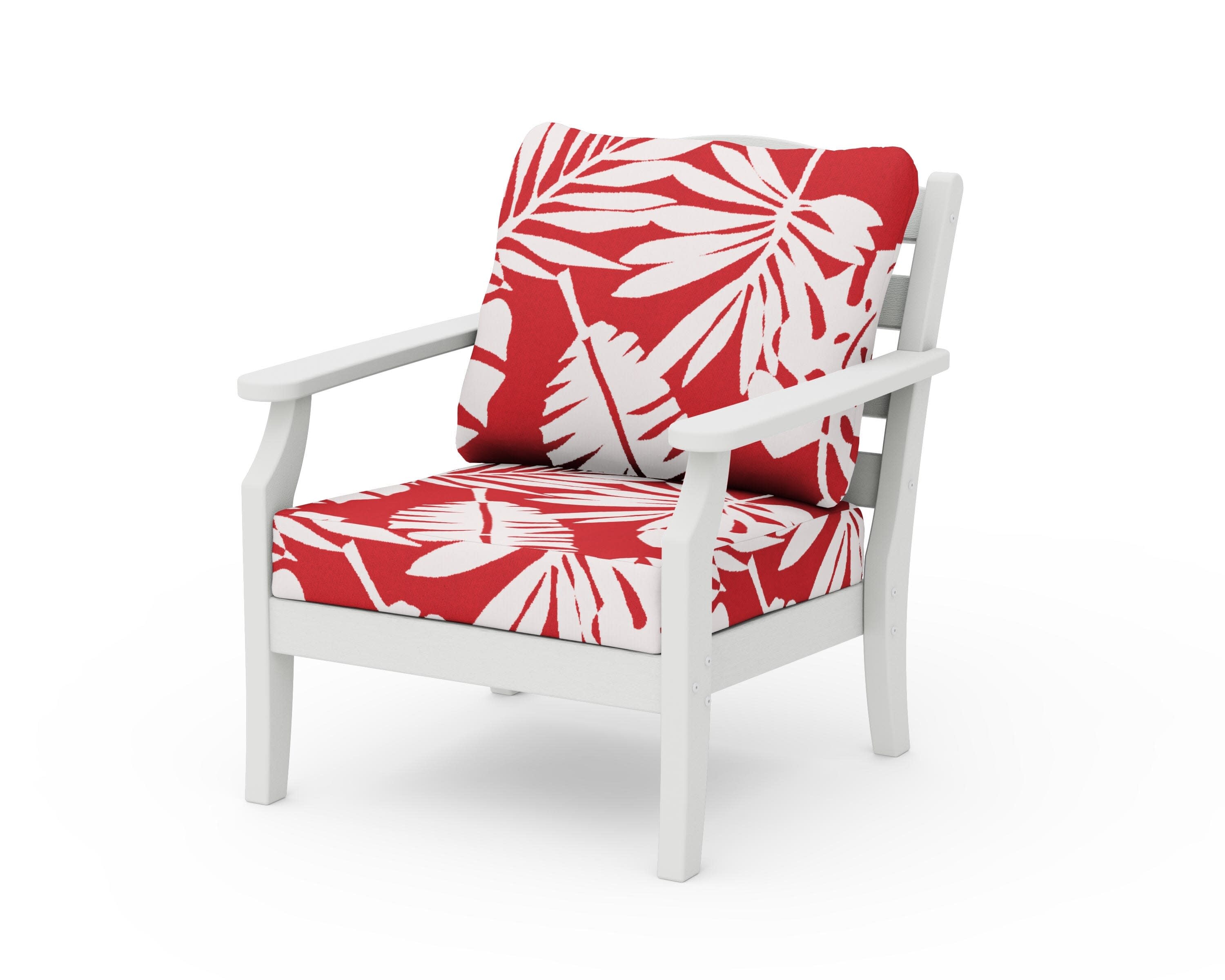 Savannah Deep Seating Chair in Vintage White / Leaf Crimson