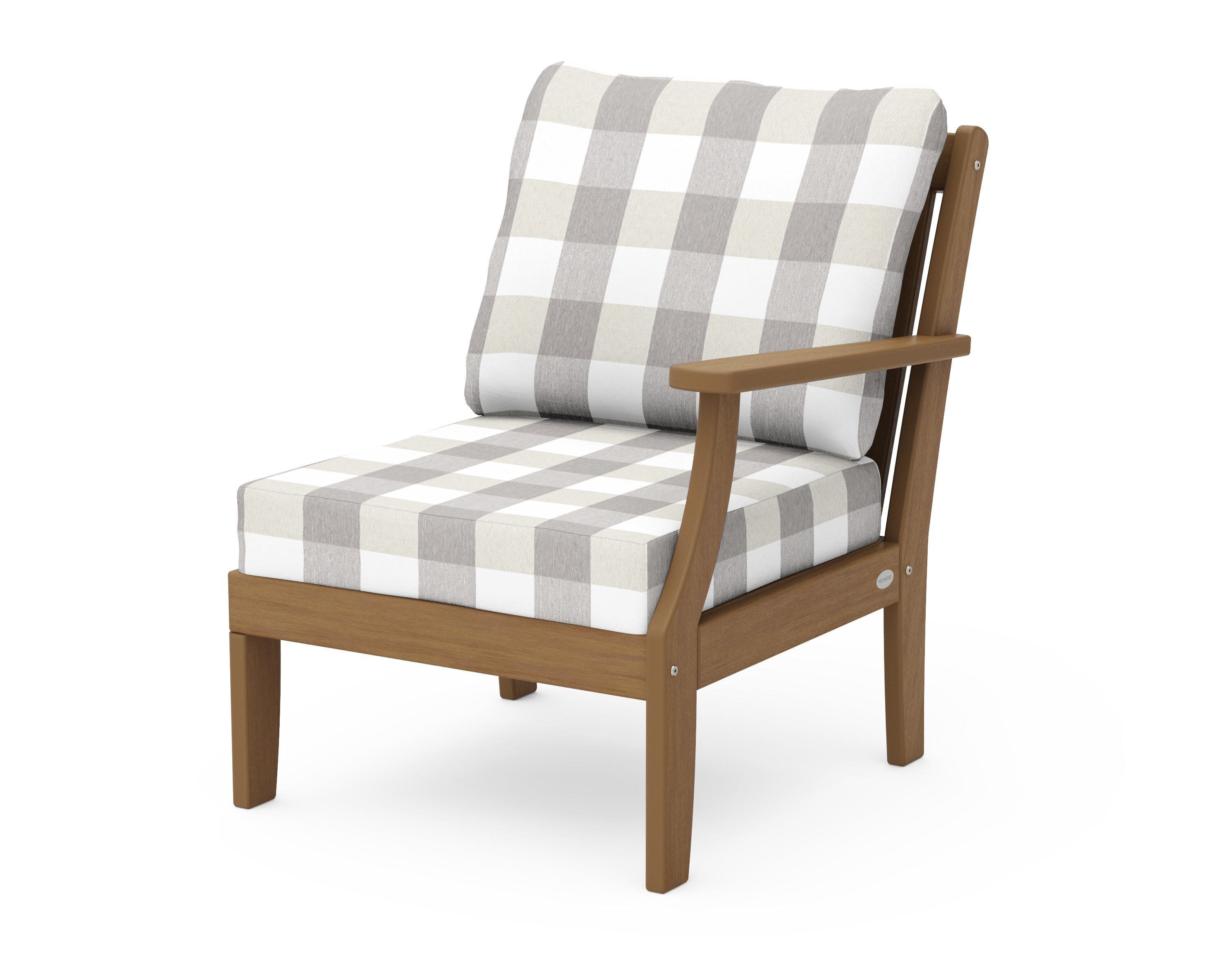 Braxton Modular Right Arm Chair in Natural / Buffalo Plaid Grey Mist