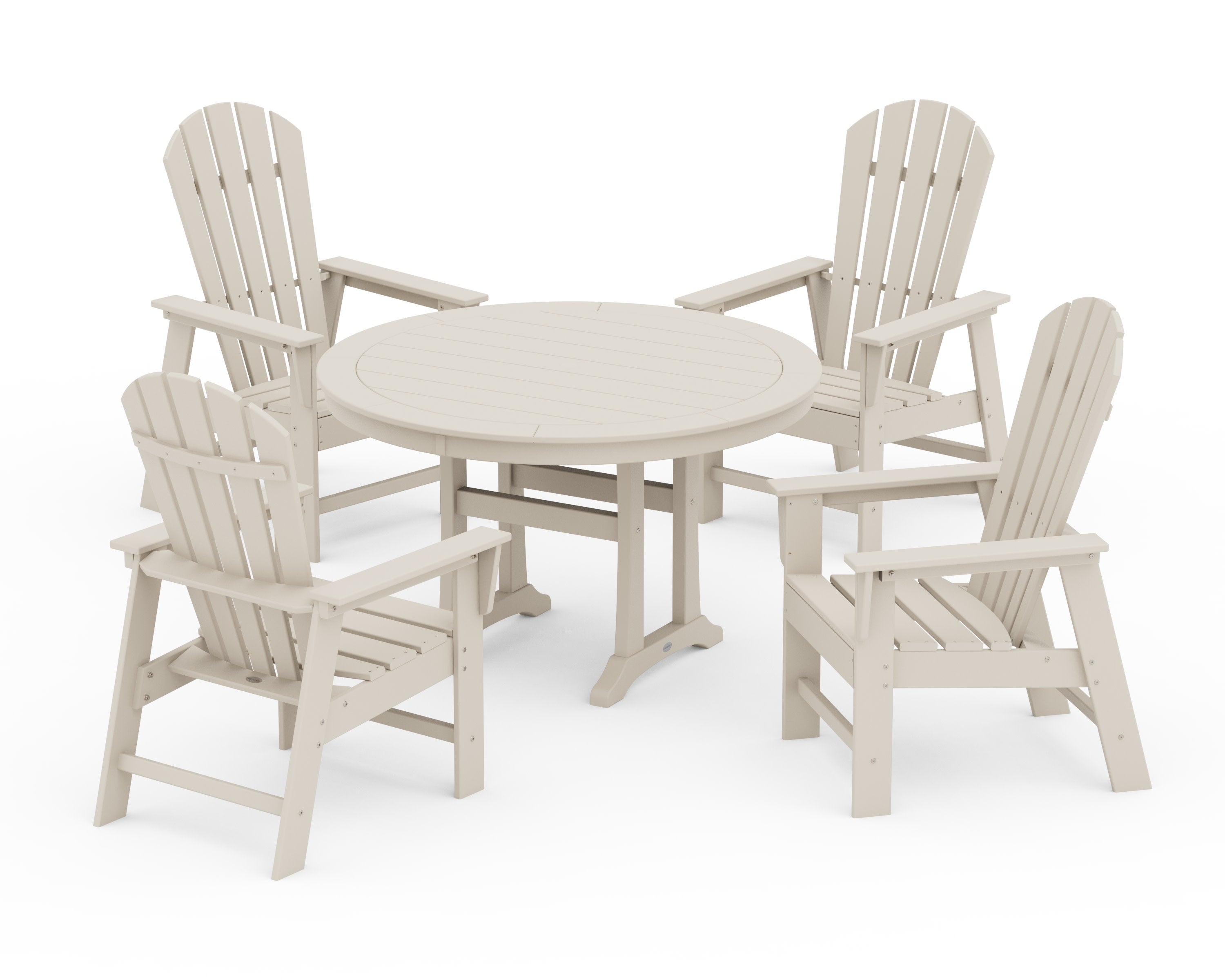 South Beach 5-Piece Round Dining Set with Trestle Legs in Sand