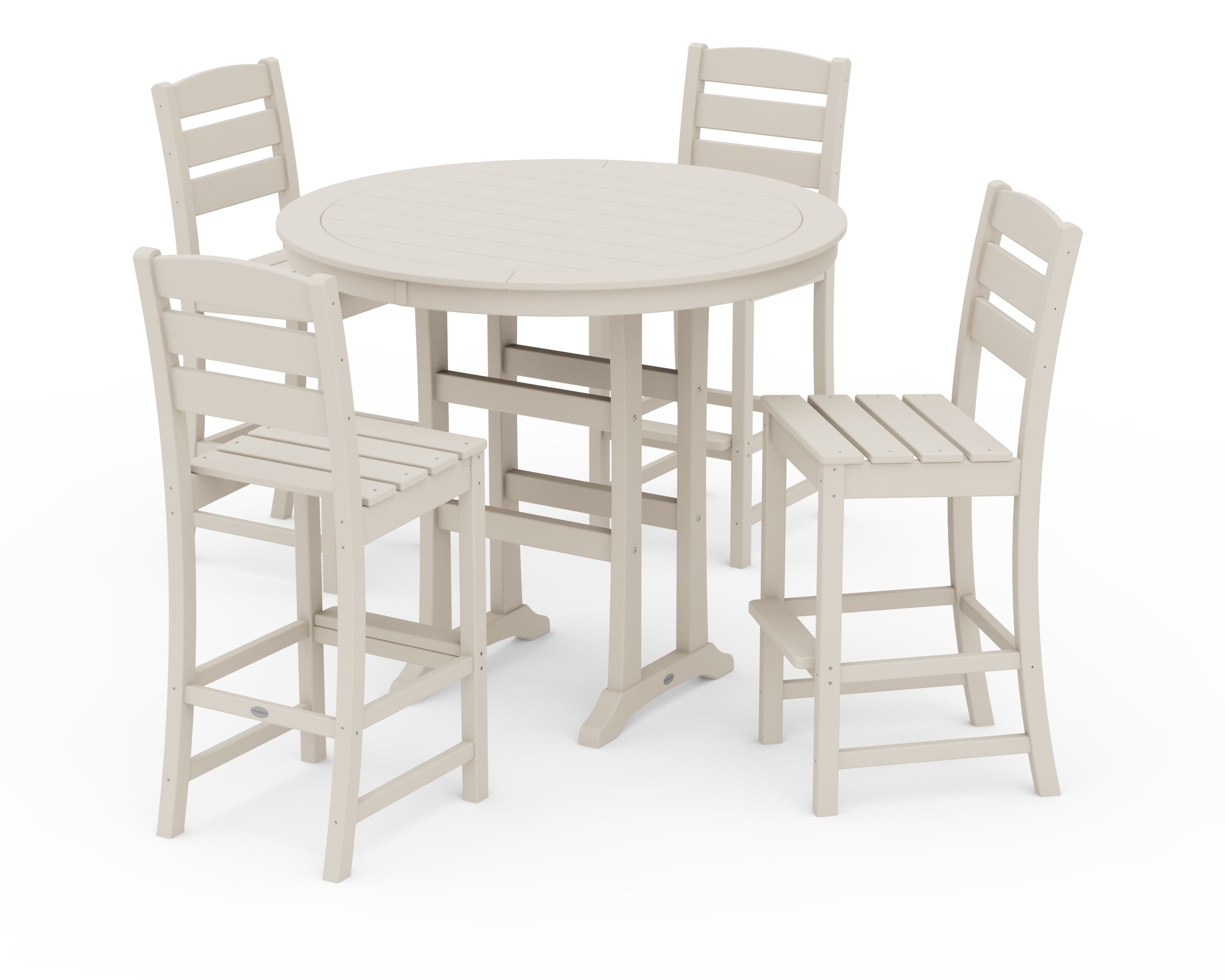 Lakeside 5-Piece Round Farmhouse Side Chair Bar Set in Sand