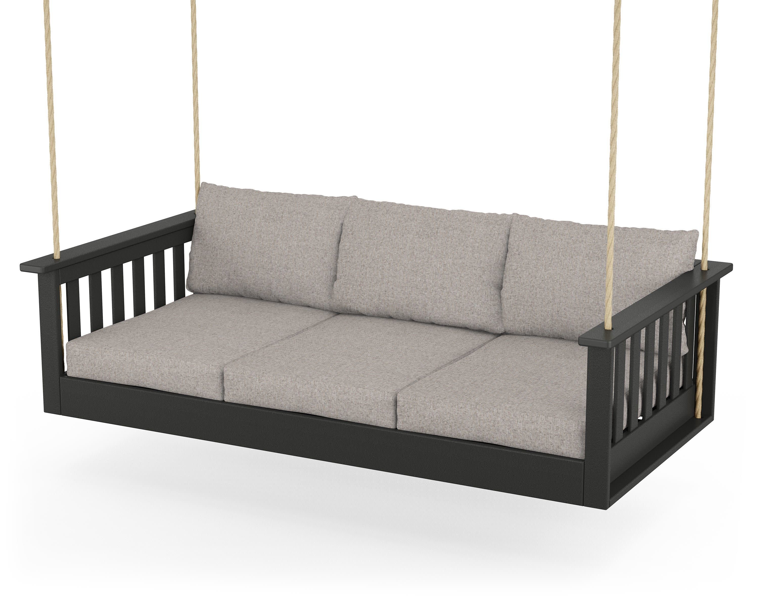 Vineyard Daybed Swing in Black / Weathered Tweed