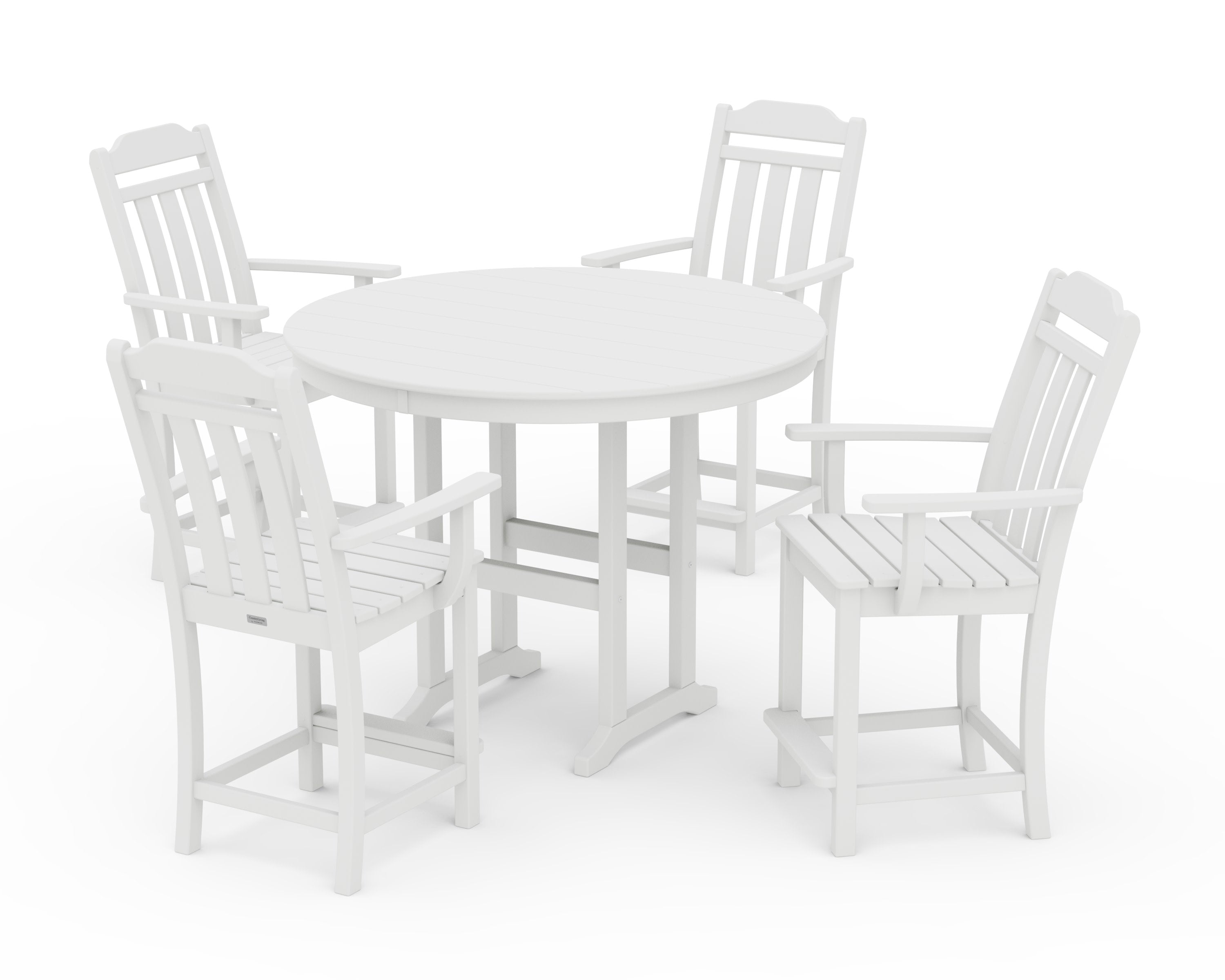 Cottage 5-Piece Round Farmhouse Counter Set in White