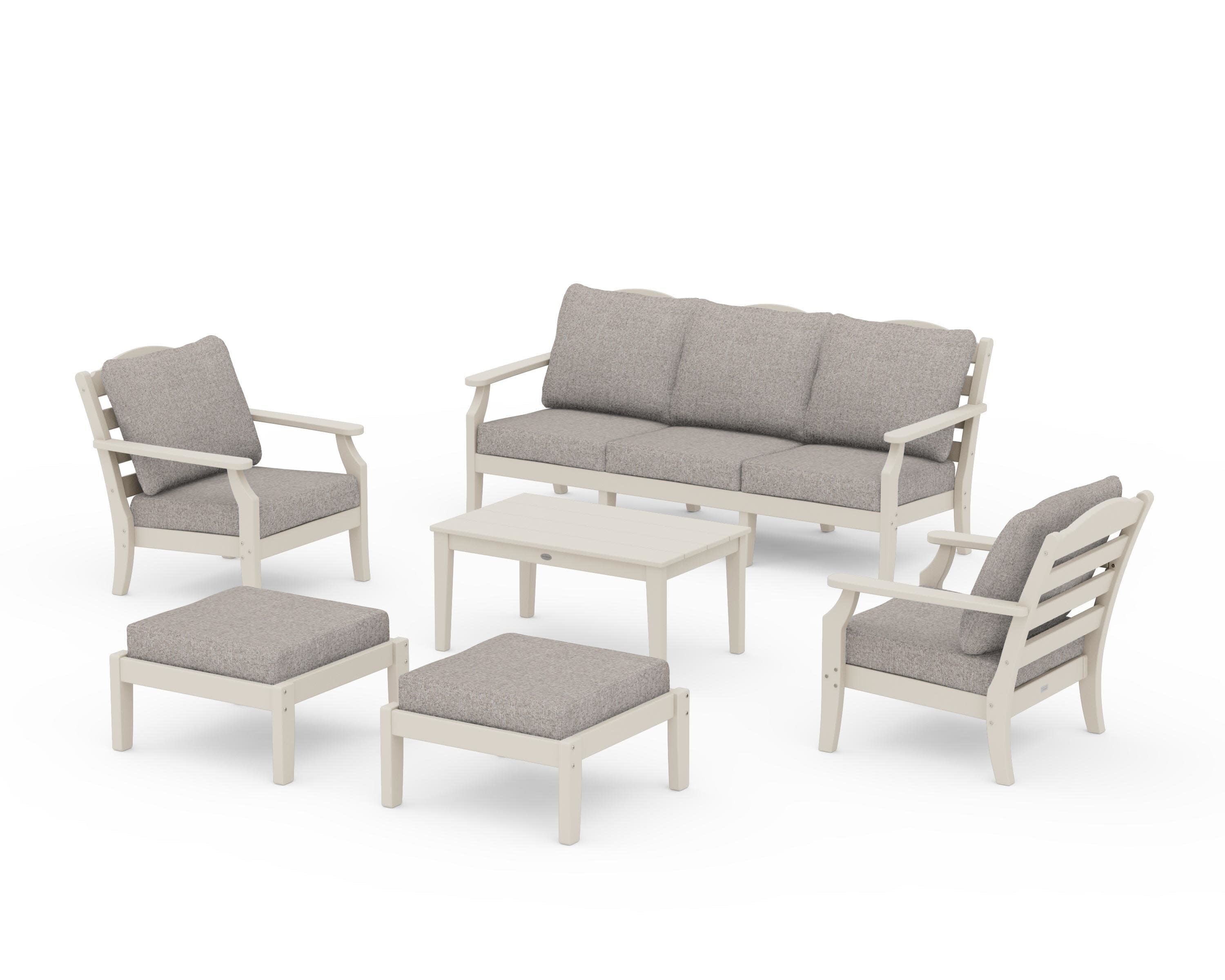 Savannah 6-Piece Lounge Sofa Set in Sand / Weathered Tweed