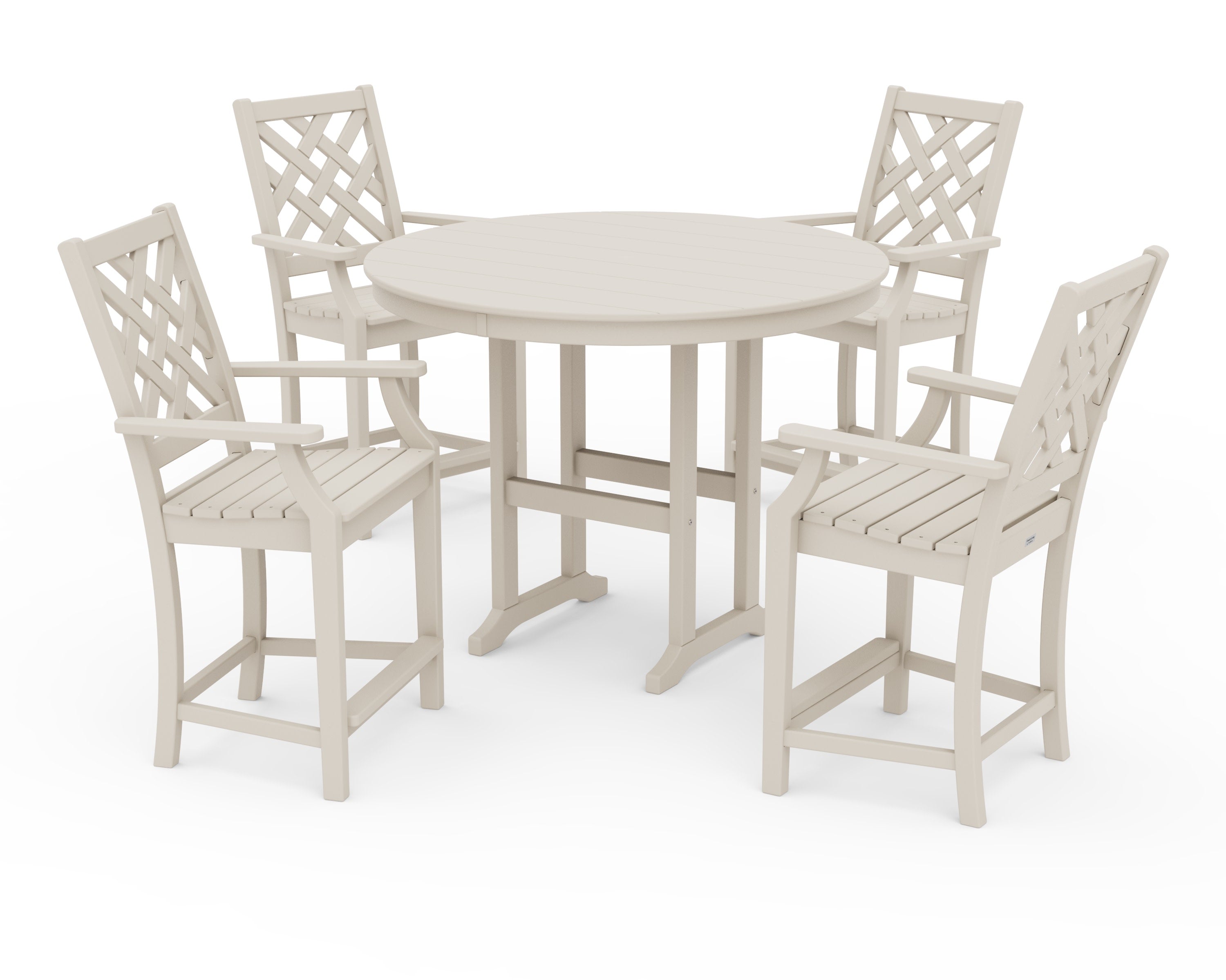 Wovendale 5-Piece Round Farmhouse Counter Set in Sand
