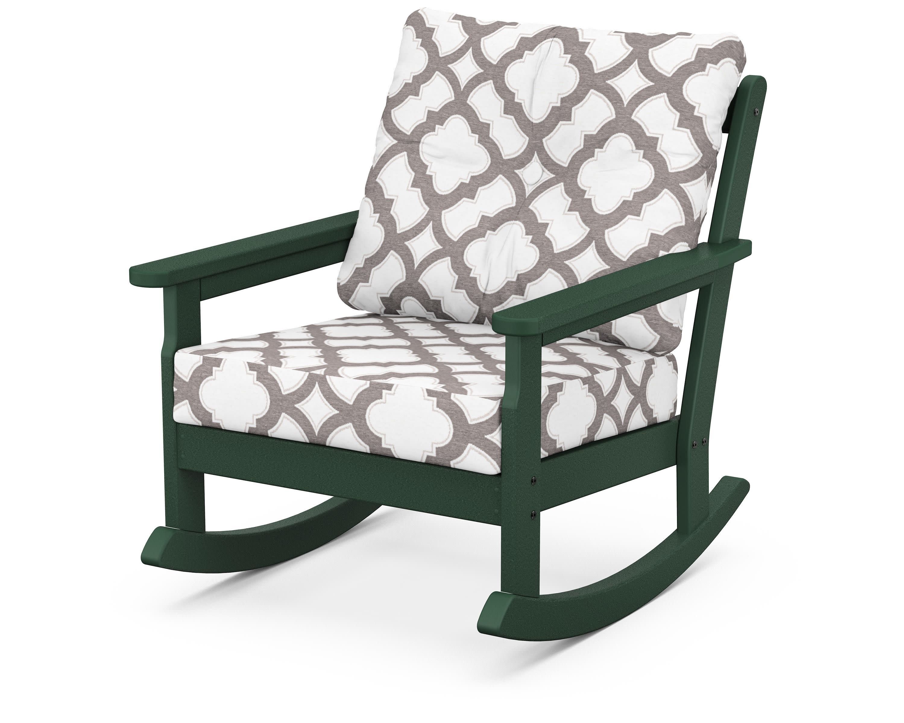 Vineyard Deep Seating Rocking Chair in Green / Trellis Grey Mist