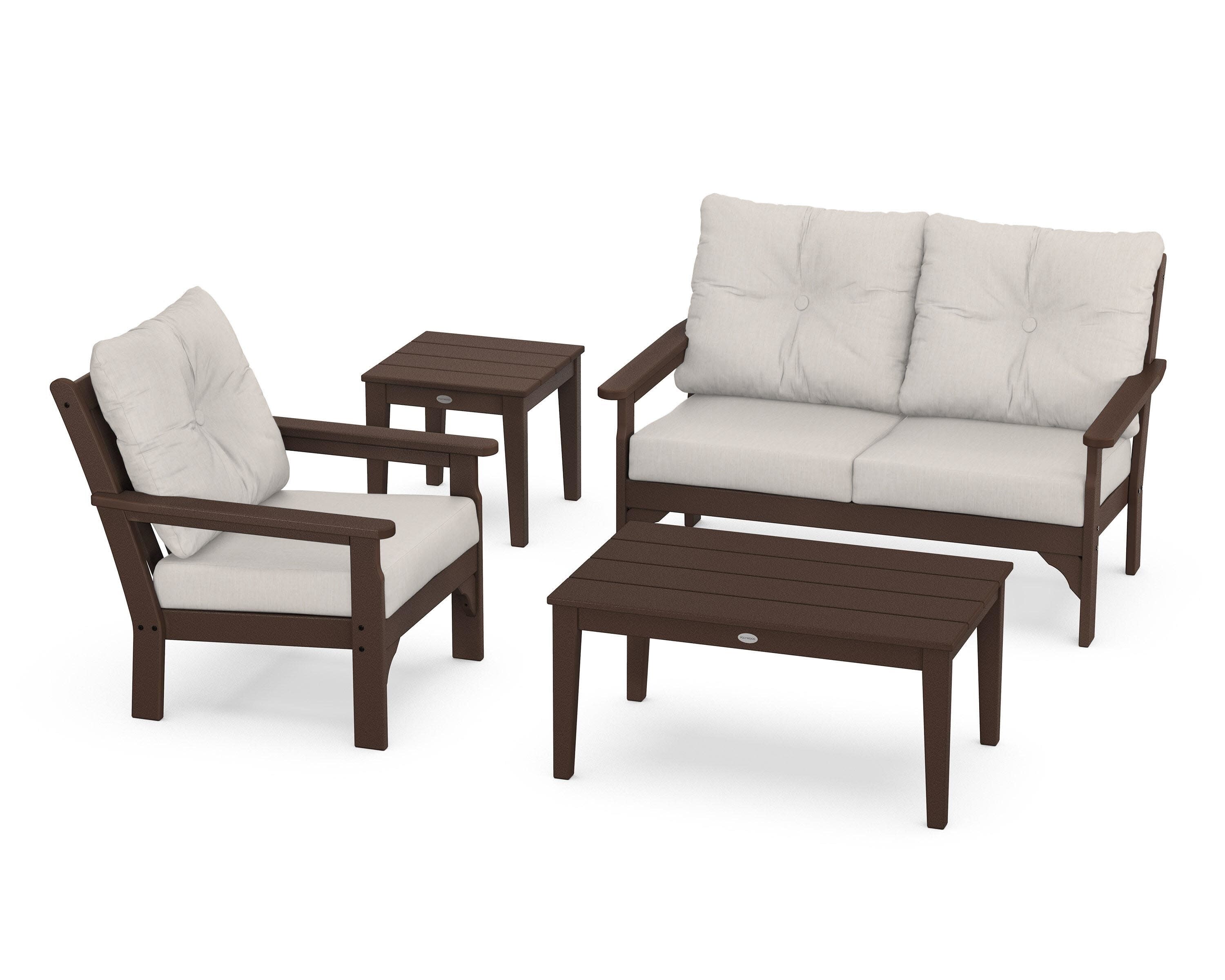 Vineyard 4-Piece Deep Seating Set in Mahogany / Cast Ash