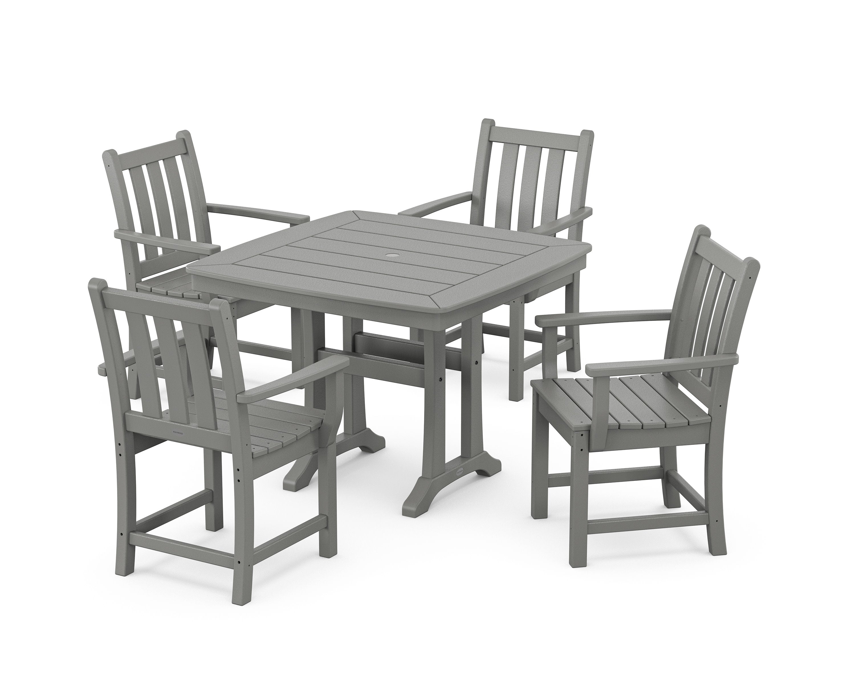 Traditional Garden 5-Piece Dining Set with Trestle Legs in Slate Grey