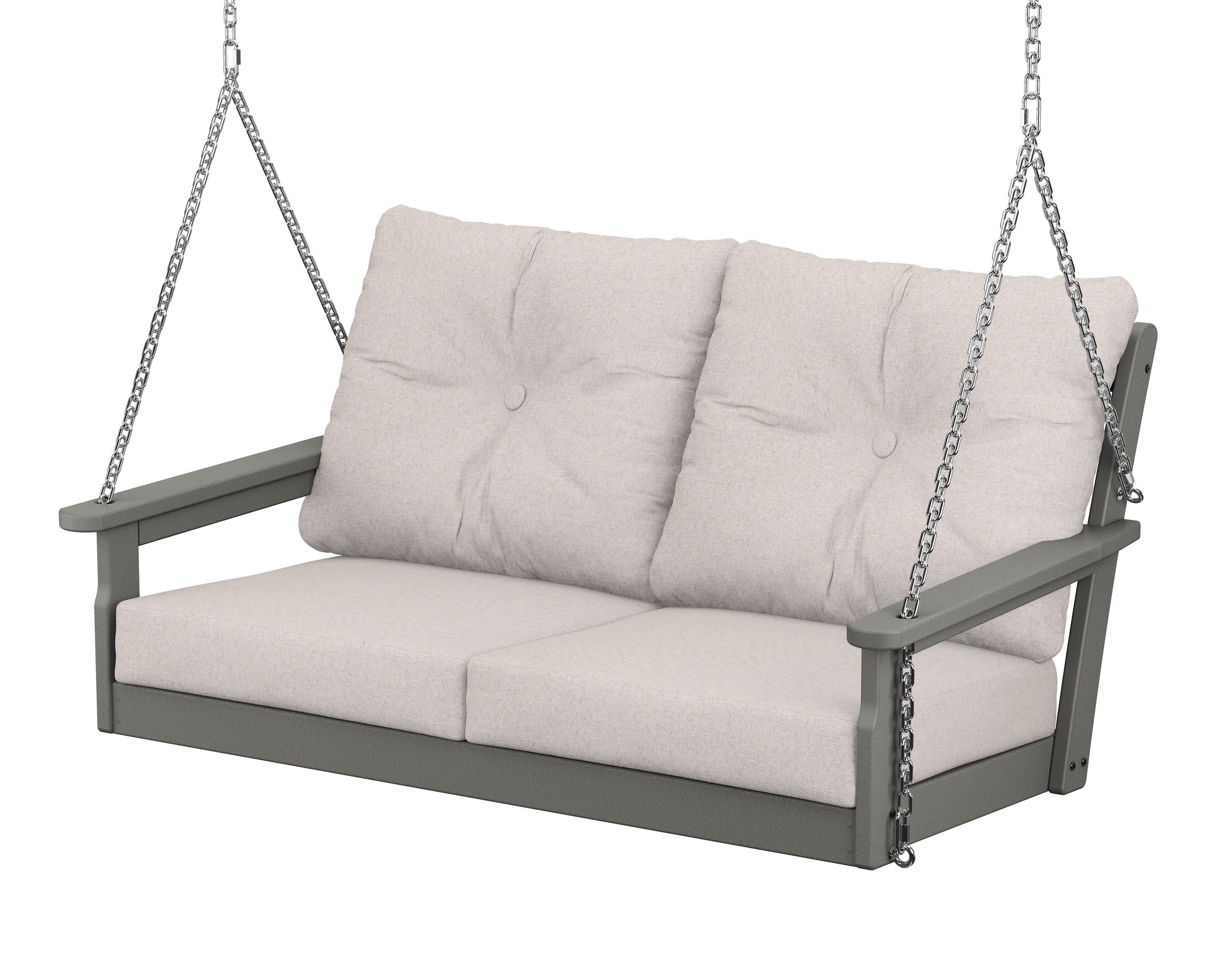 Vineyard Deep Seating Swing in Slate Grey / Dune Burlap