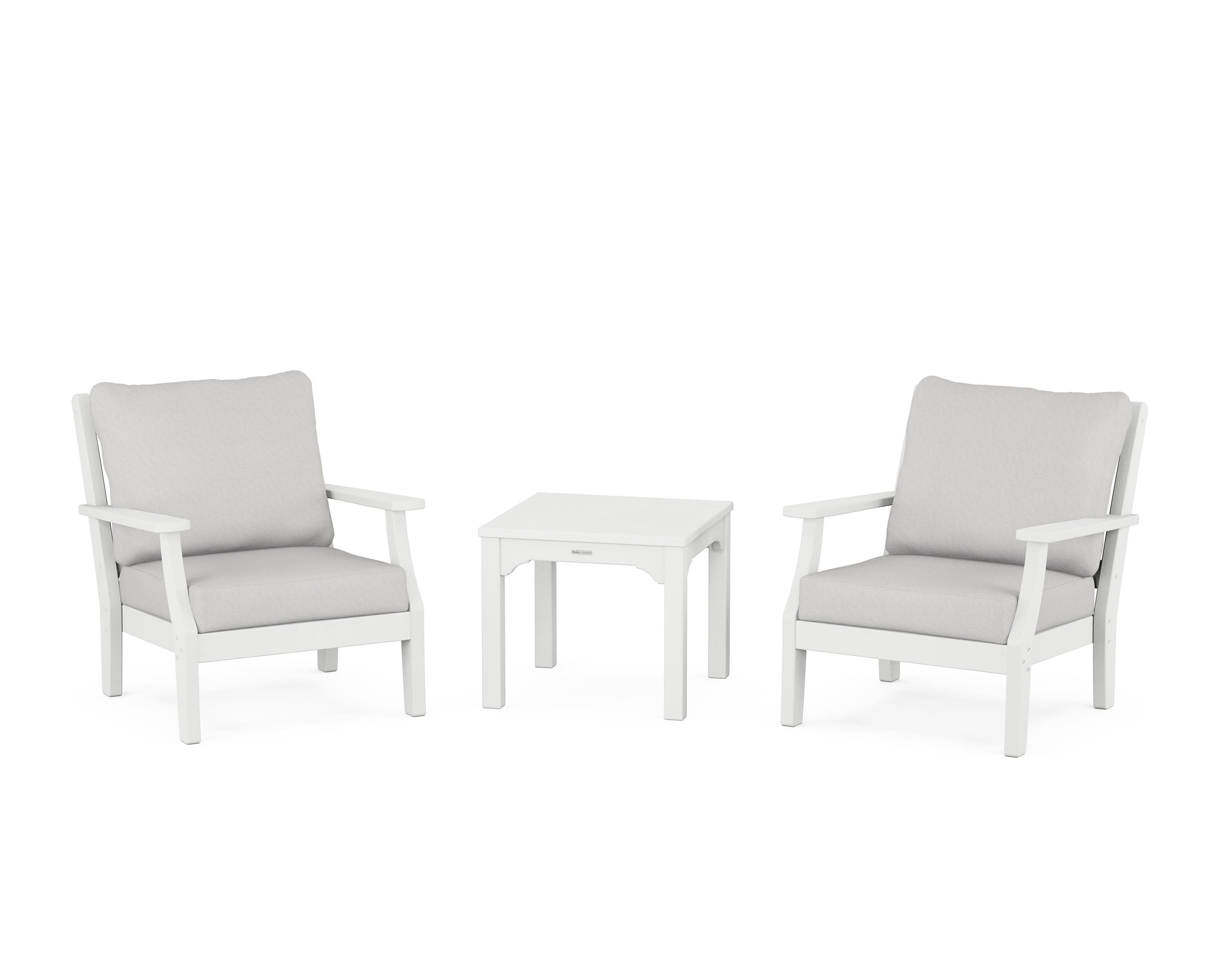 Chinoiserie 3-Piece Deep Seating Set in White / Diamond in the Rough