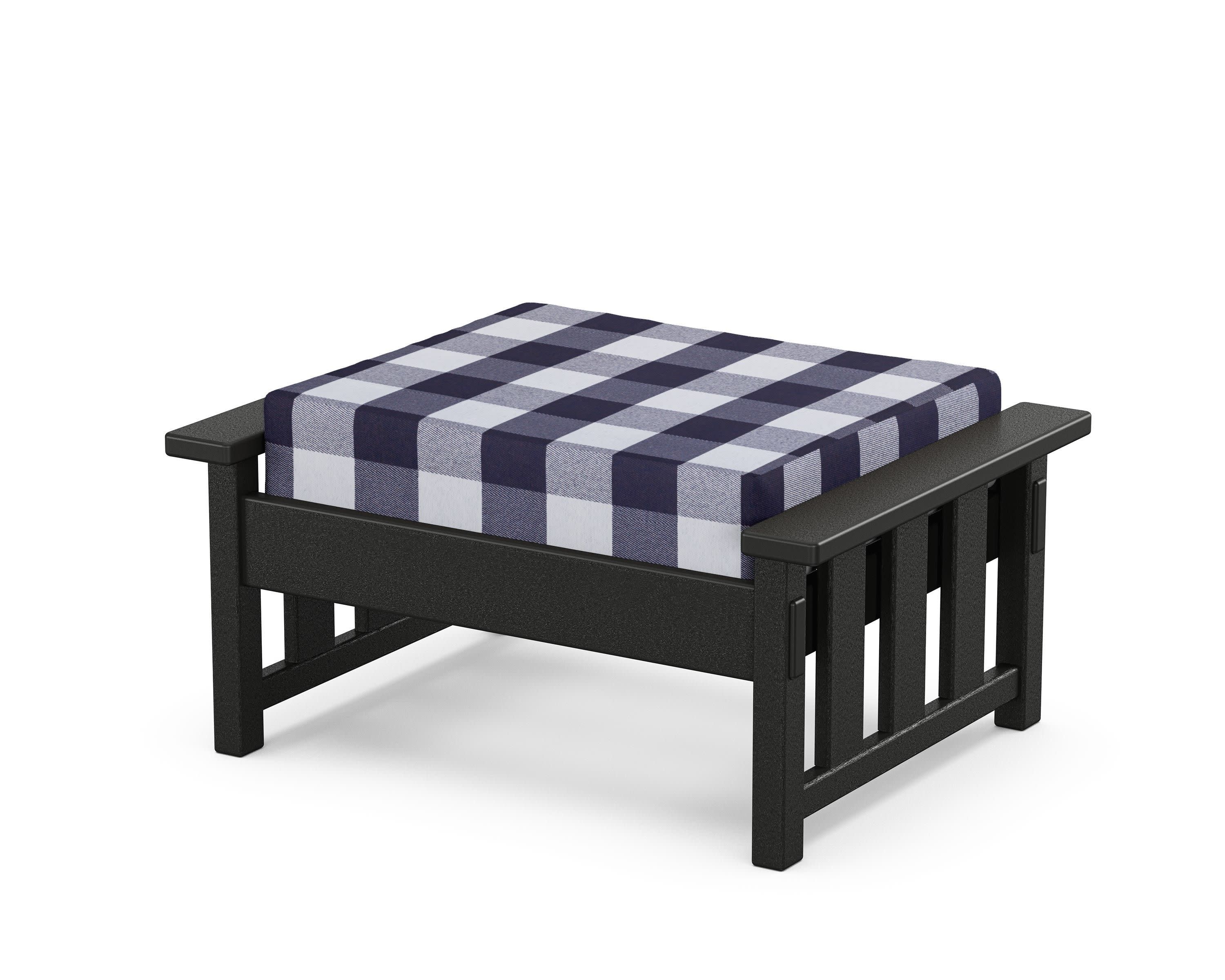 Acadia Deep Seating Ottoman in Black / Buffalo Plaid Navy