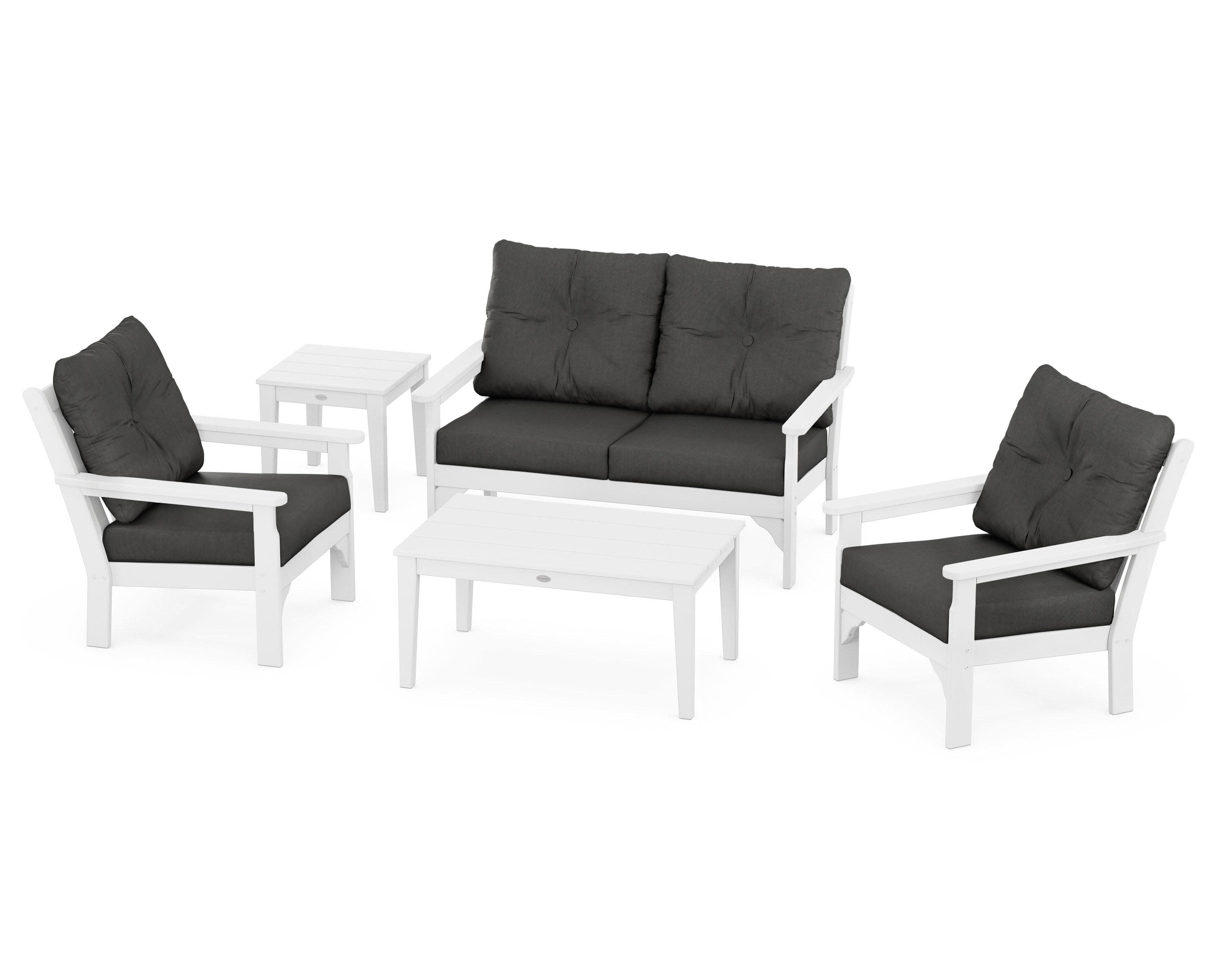 Vineyard 5-Piece Deep Seating Set in White / Spectrum Carbon
