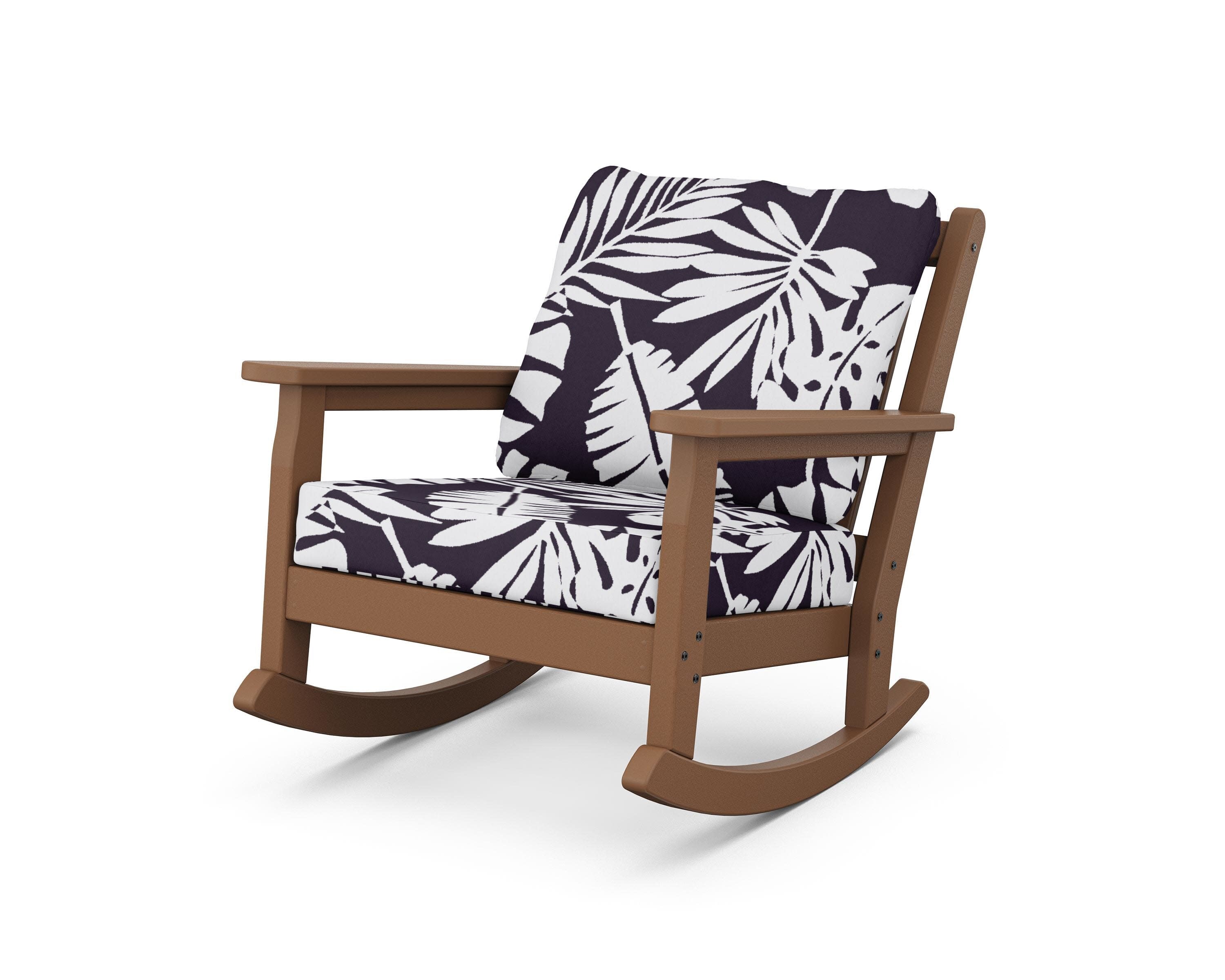 Chippendale Deep Seating Rocking Chair in Teak / Leaf Navy