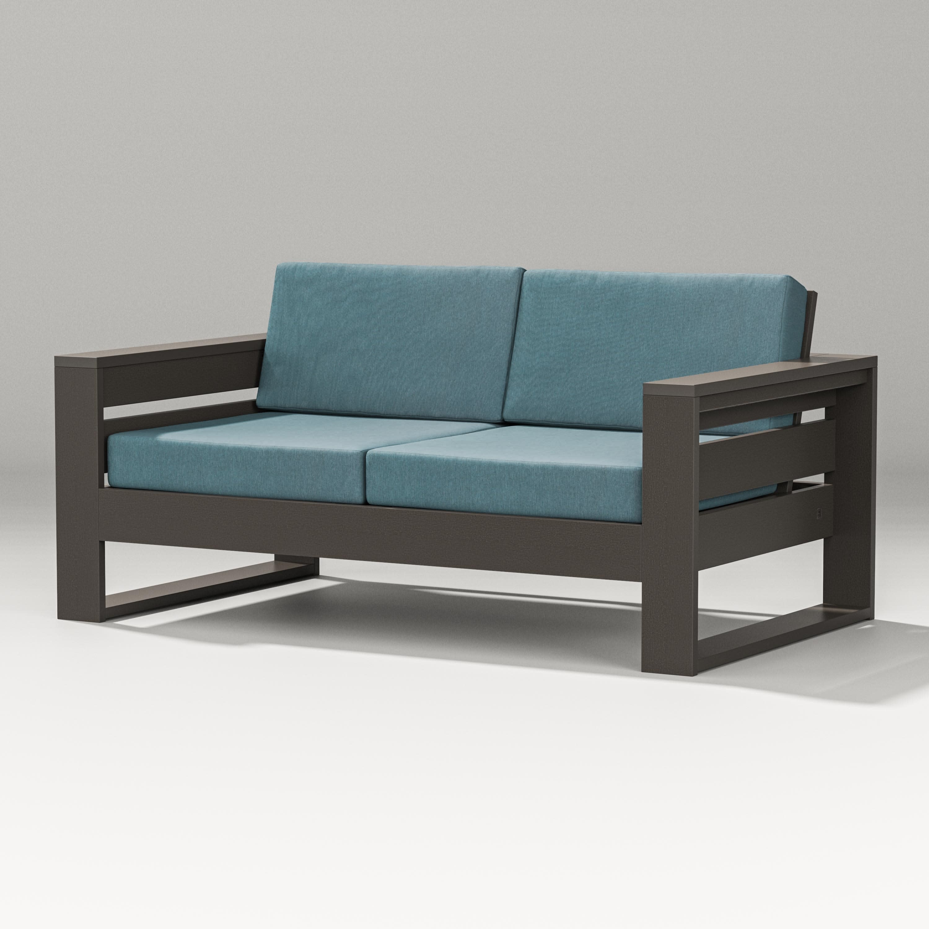 Latitude Loveseat in Vintage Coffee / Ocean Teal