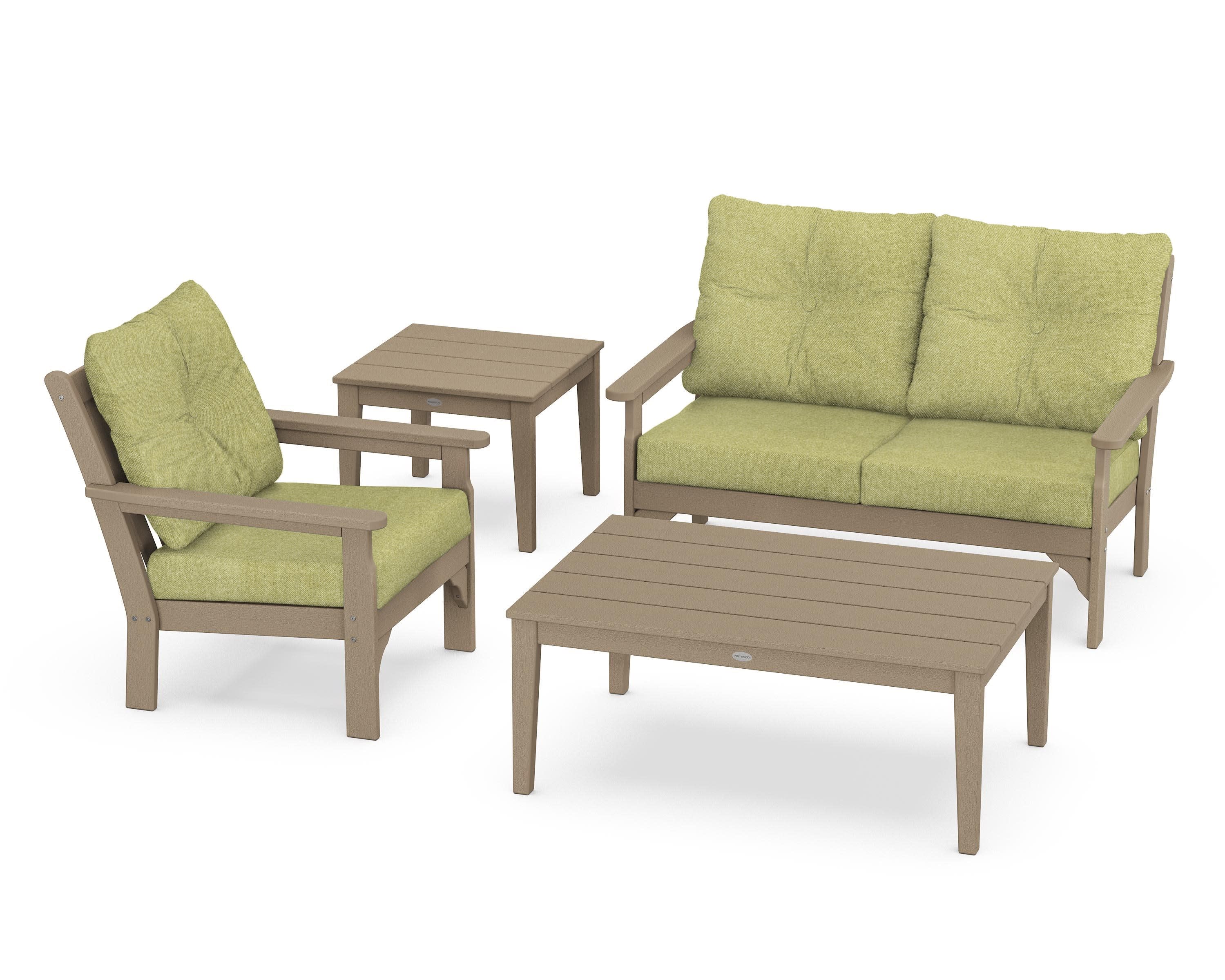 Vineyard 4-Piece Deep Seating Set in Vintage Sahara / Chartreuse Boucle