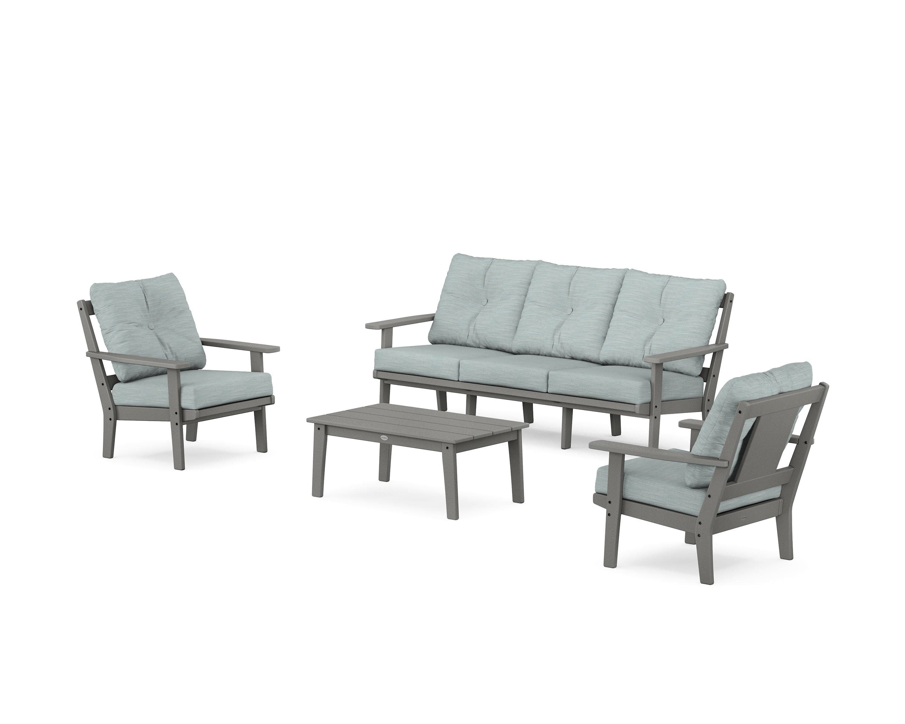 Prairie 4-Piece Deep Seating Set with Sofa in Slate Grey / Soothe Mist