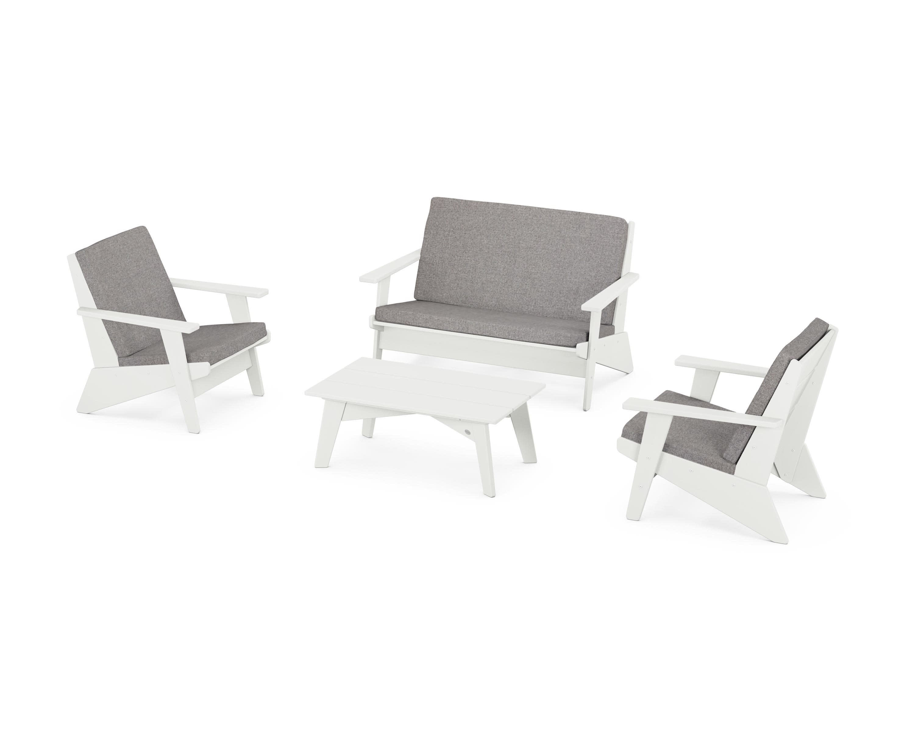 Riviera Modern Lounge 4-Piece Set in Vintage White / Grey Mist