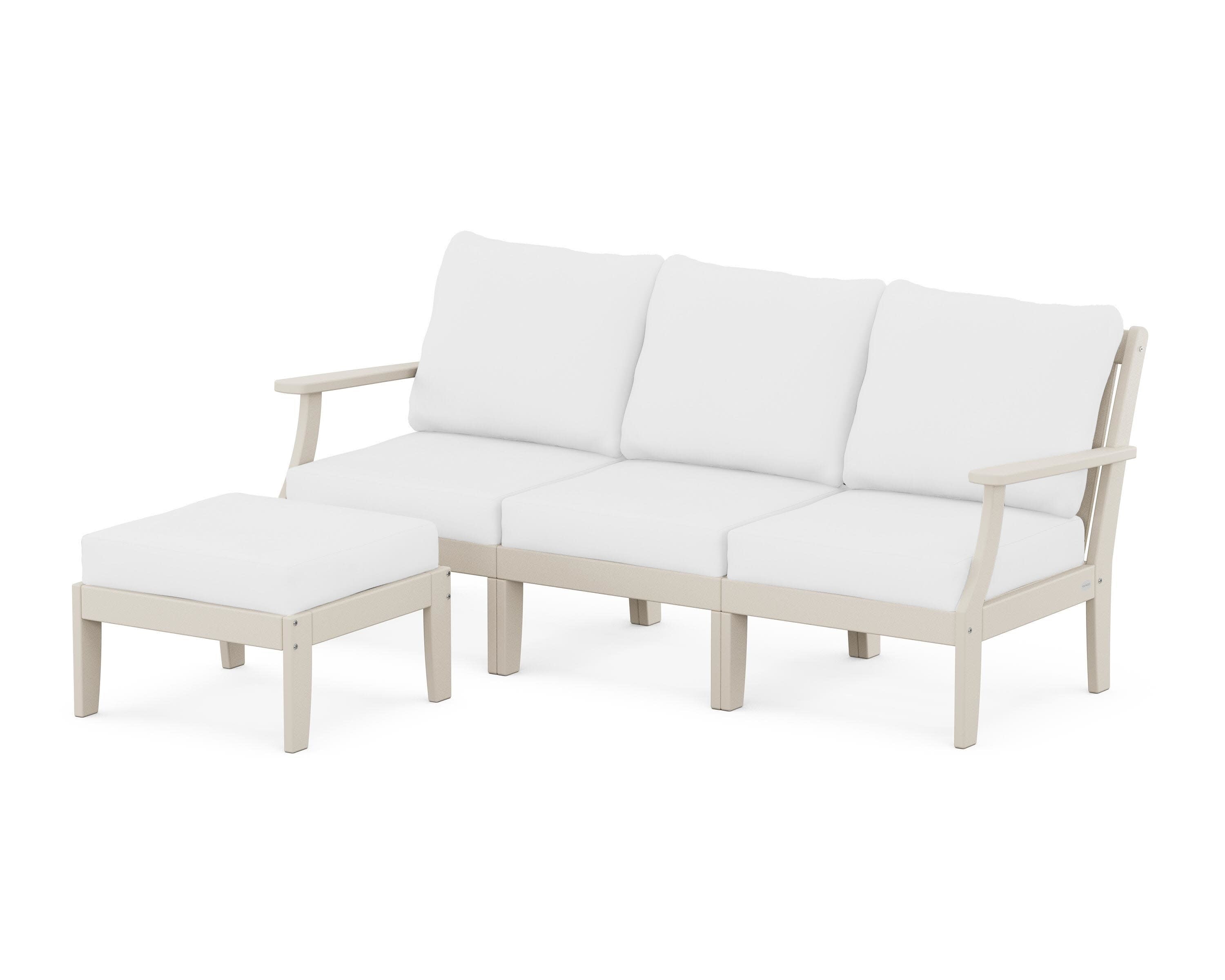 Braxton Modular 4-Piece Deep Seating Set with Ottoman in Sand / Natural