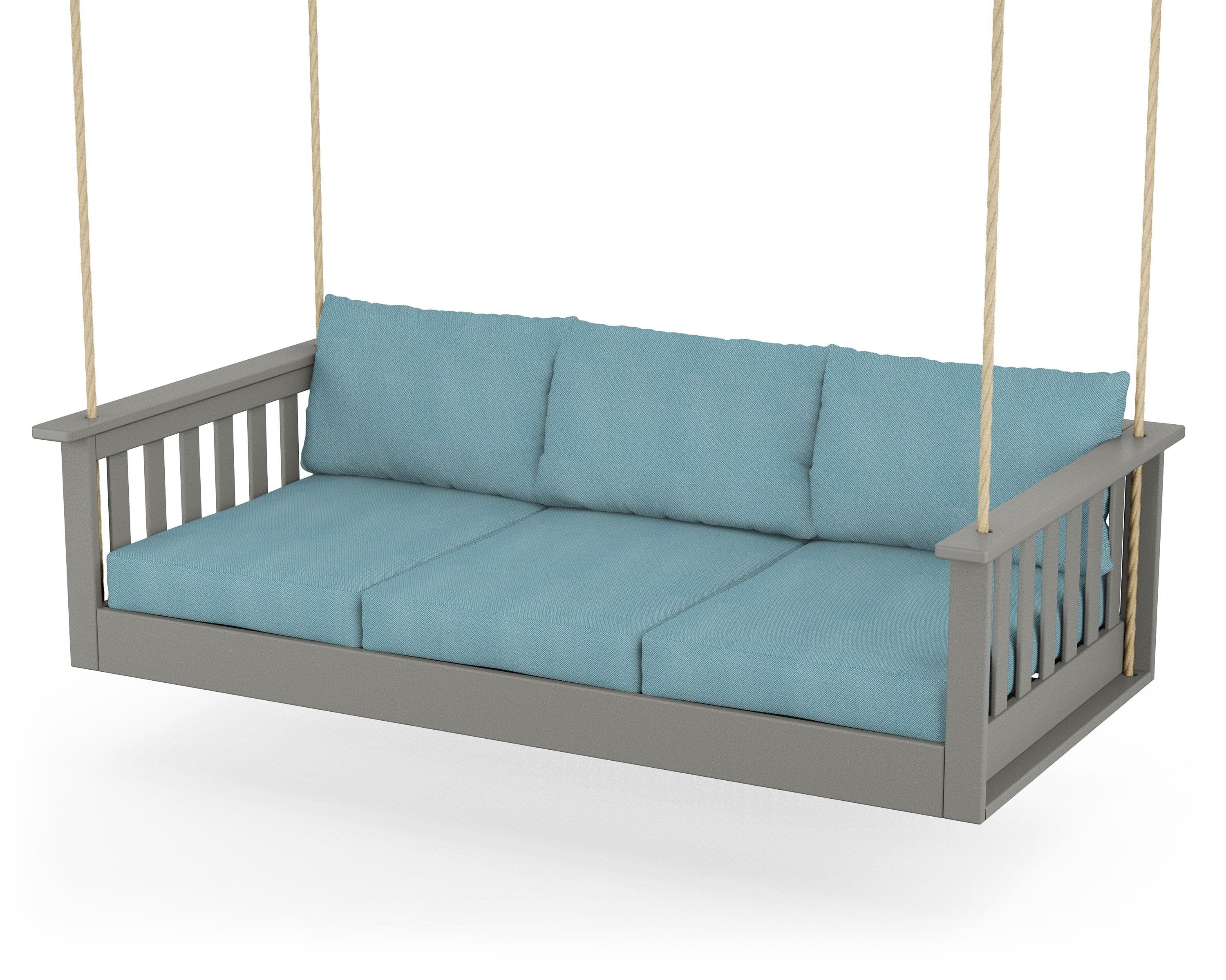 Vineyard Daybed Swing in Slate Grey / Lattice Sky Blue