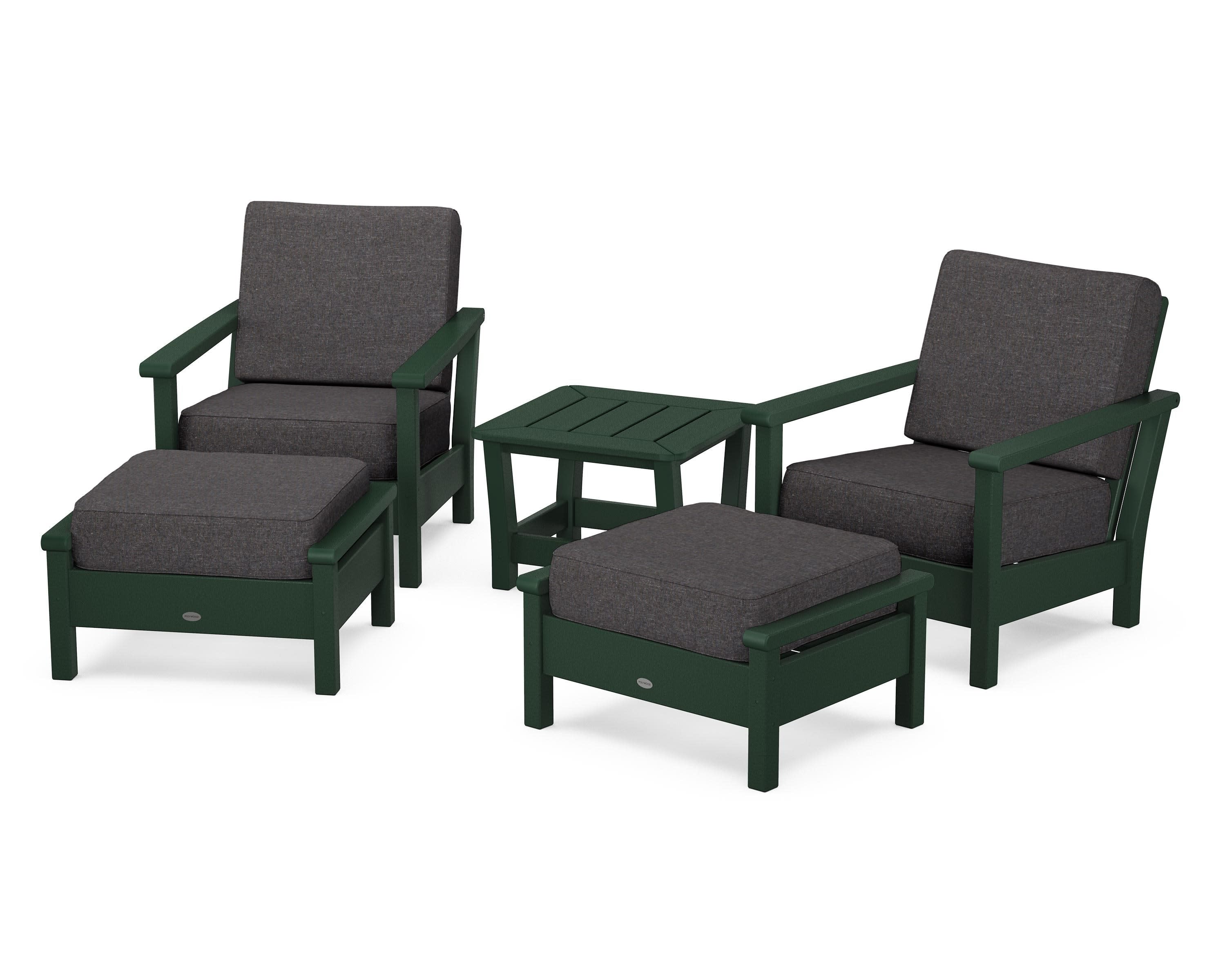 Harbour 5-Piece Deep Seating Chair Set in Green / Ash Charcoal