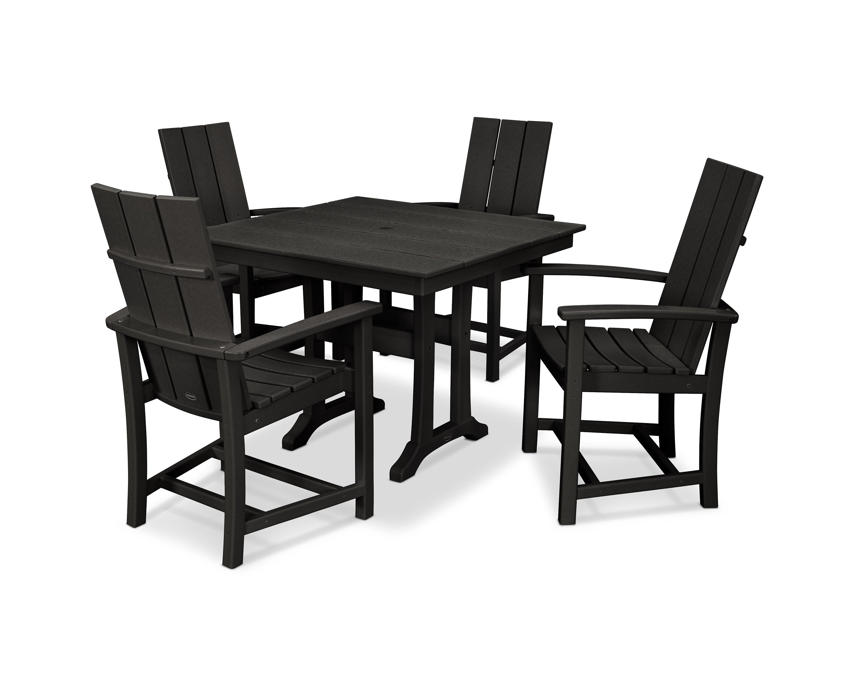 Modern Adirondack 5-Piece Farmhouse Trestle Dining Set in Black