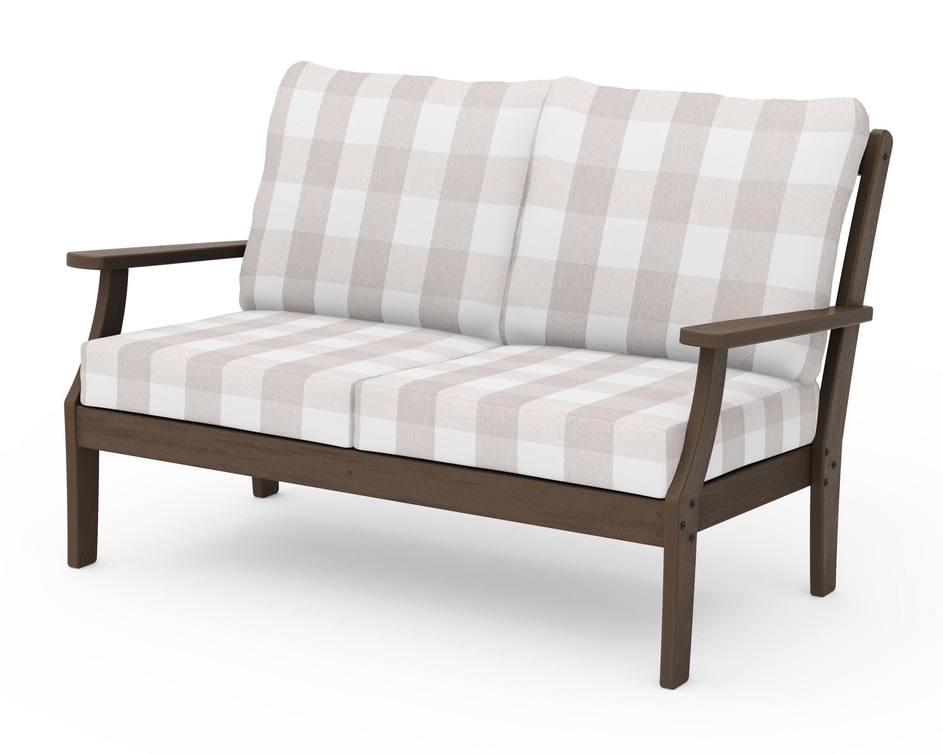 Braxton Deep Seating Loveseat in Kona / Buffalo Plaid Dune Burlap