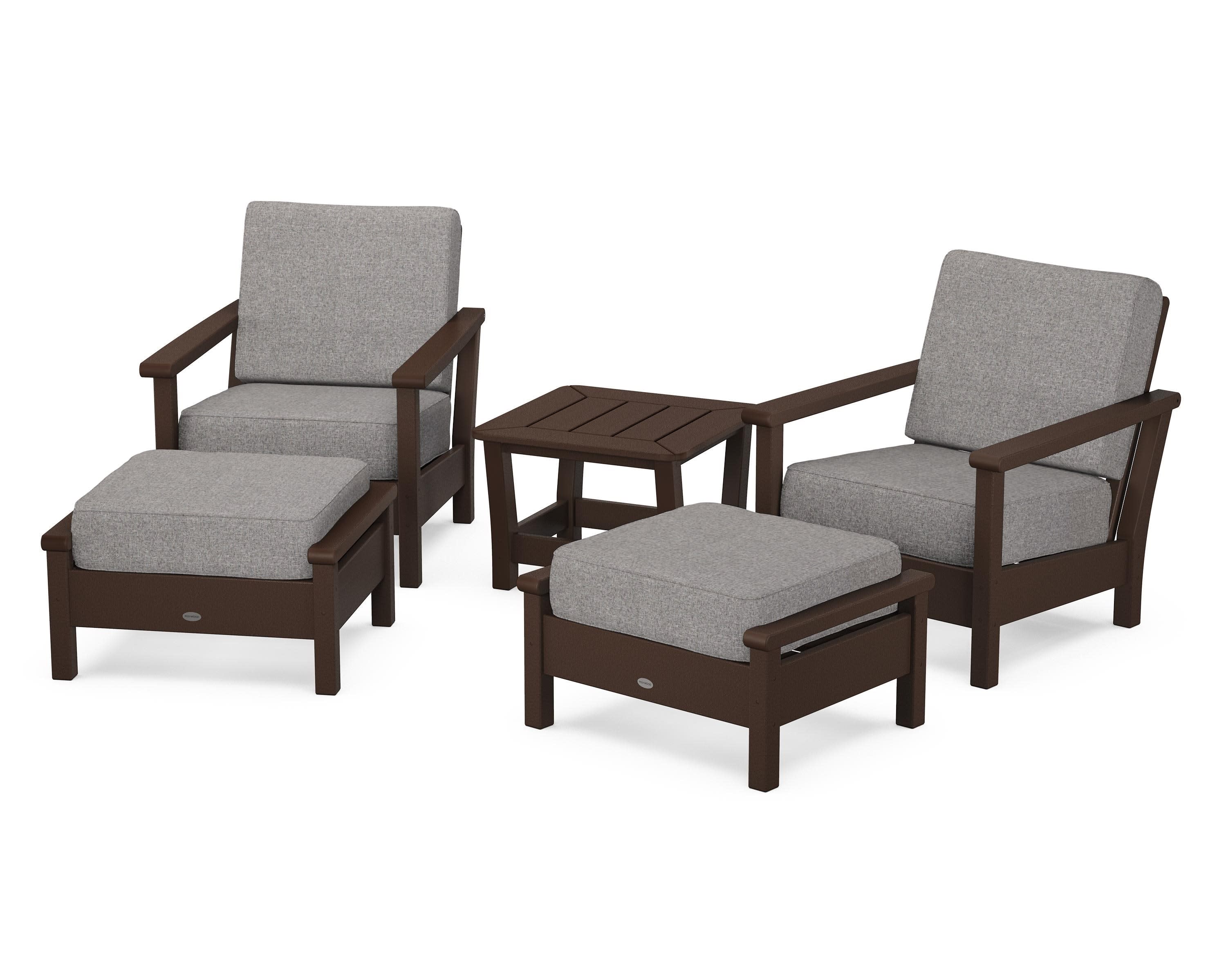 Harbour 5-Piece Deep Seating Chair Set in Mahogany / Grey Mist