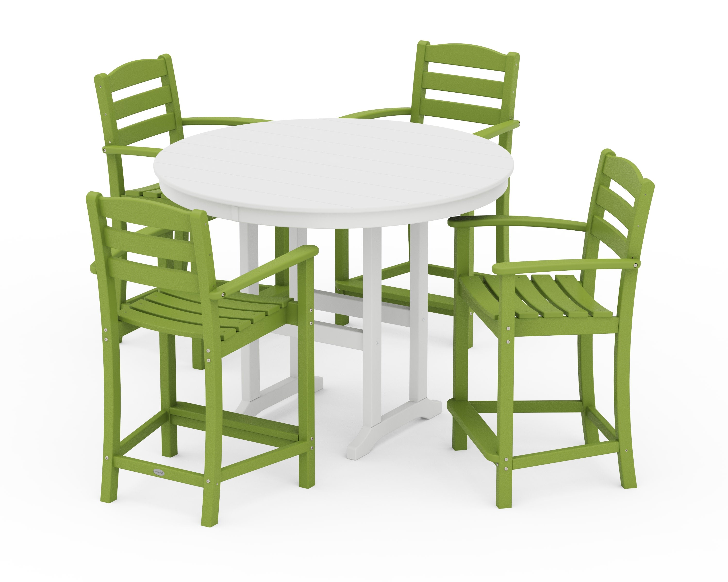 La Casa Caf 5-Piece Round Farmhouse Counter Set in Lime / White
