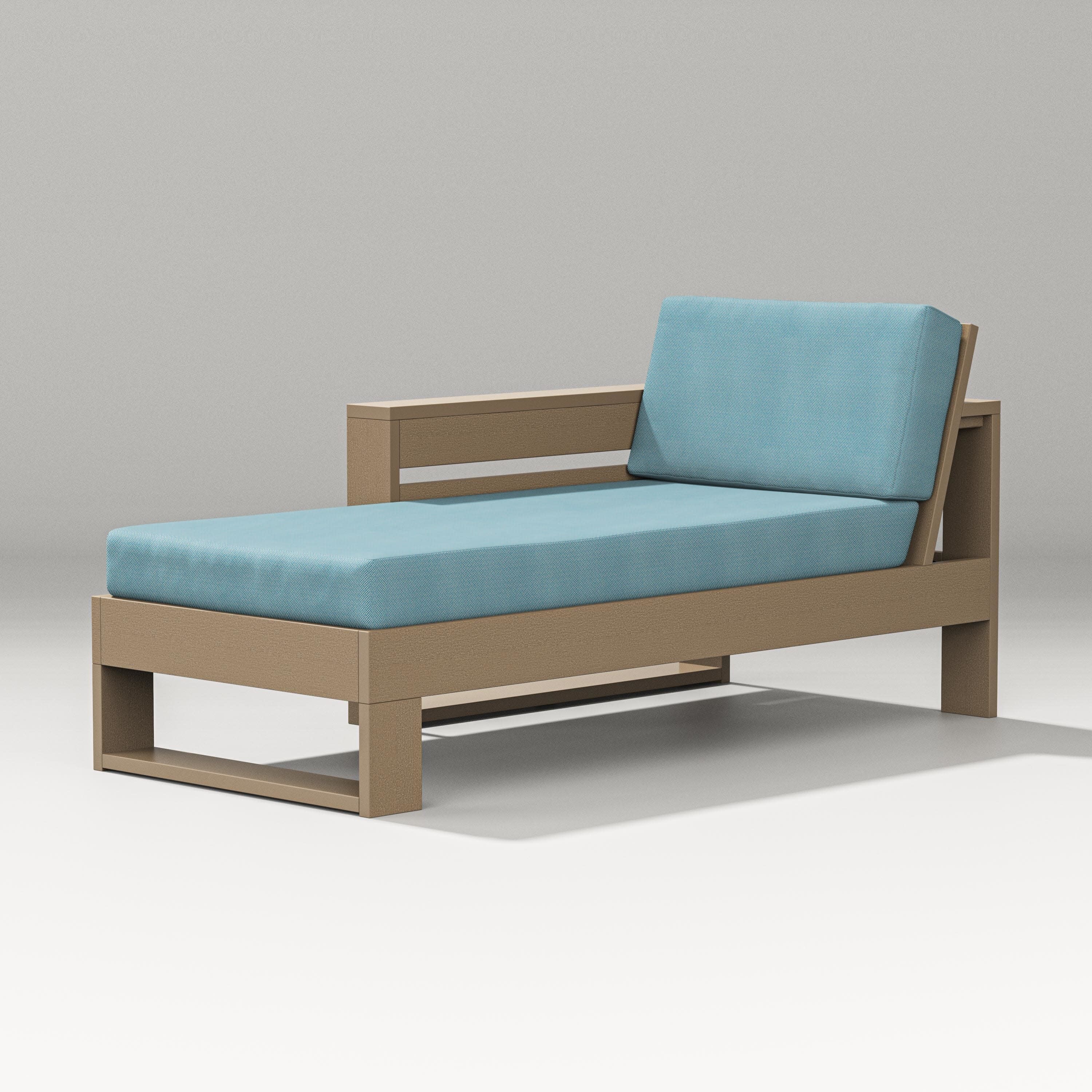 Latitude Modular Left Arm Chaise in Vintage Sahara / Lattice Sky Blue