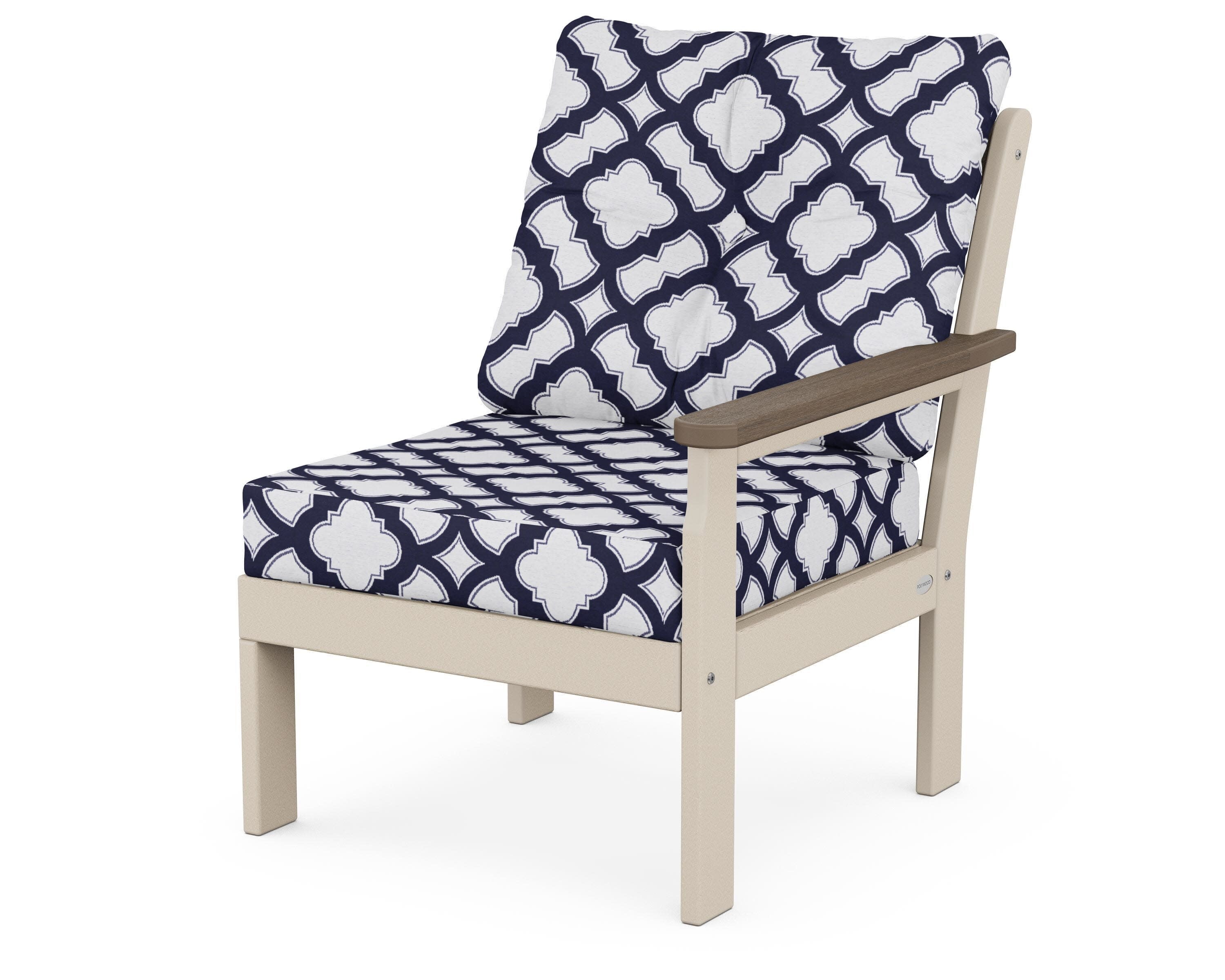 Vineyard Modular Right Arm Chair in Sand / Kona / Trellis Navy