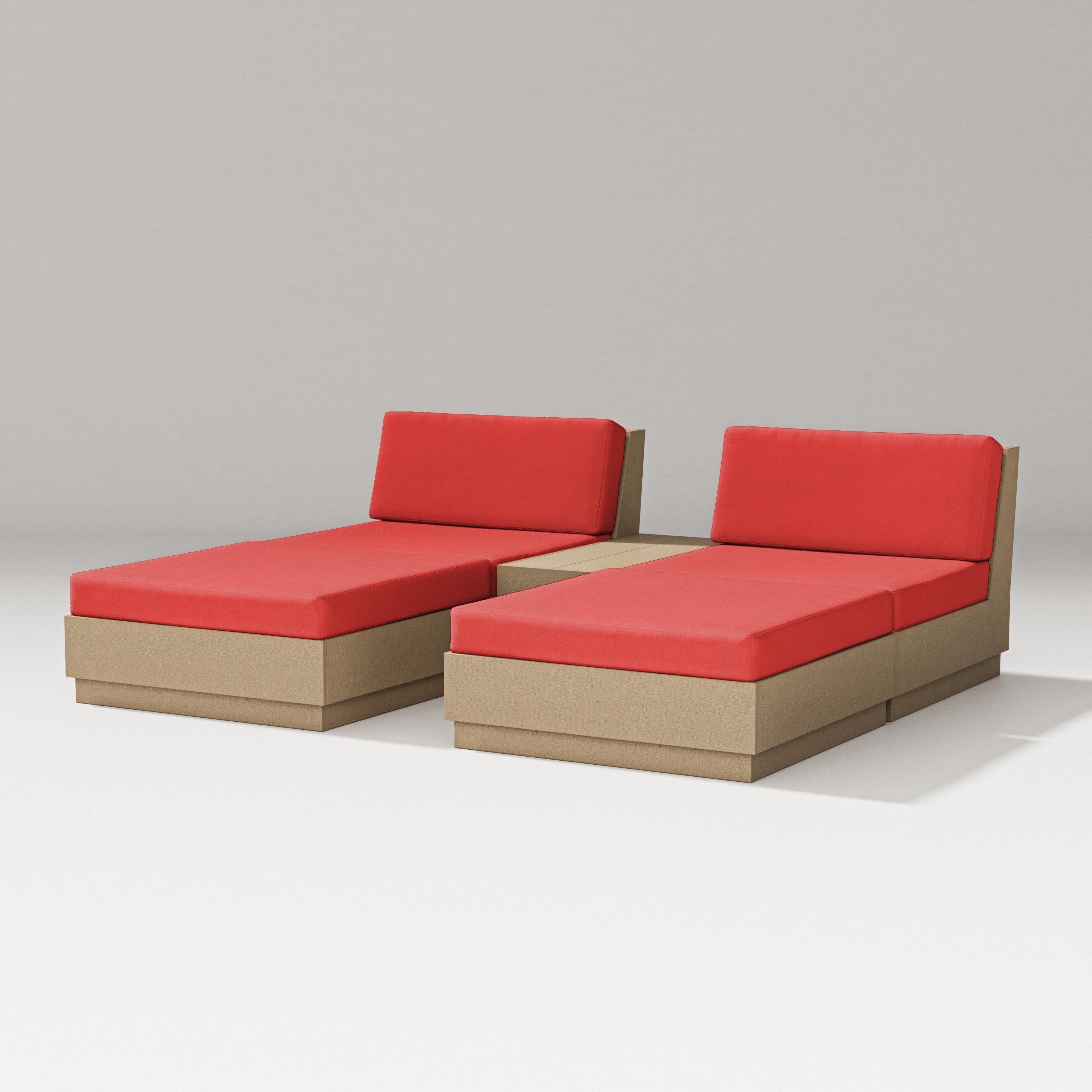 Elevate Double Chaise Set in Vintage Sahara / Crimson Linen