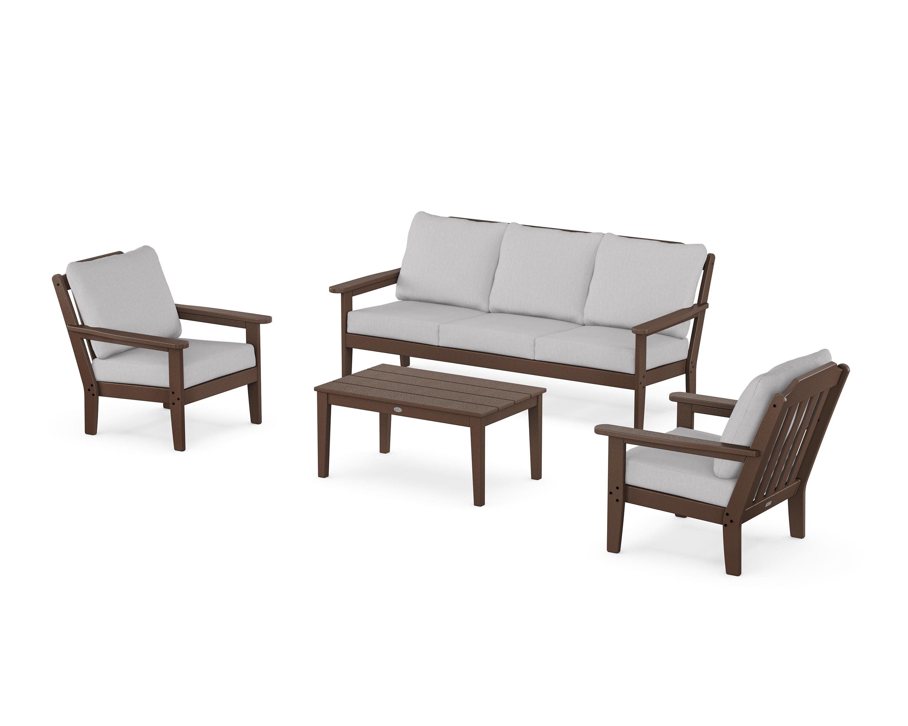 Cottage 4-Piece Deep Seating Set with Sofa in Mahogany / Granite
