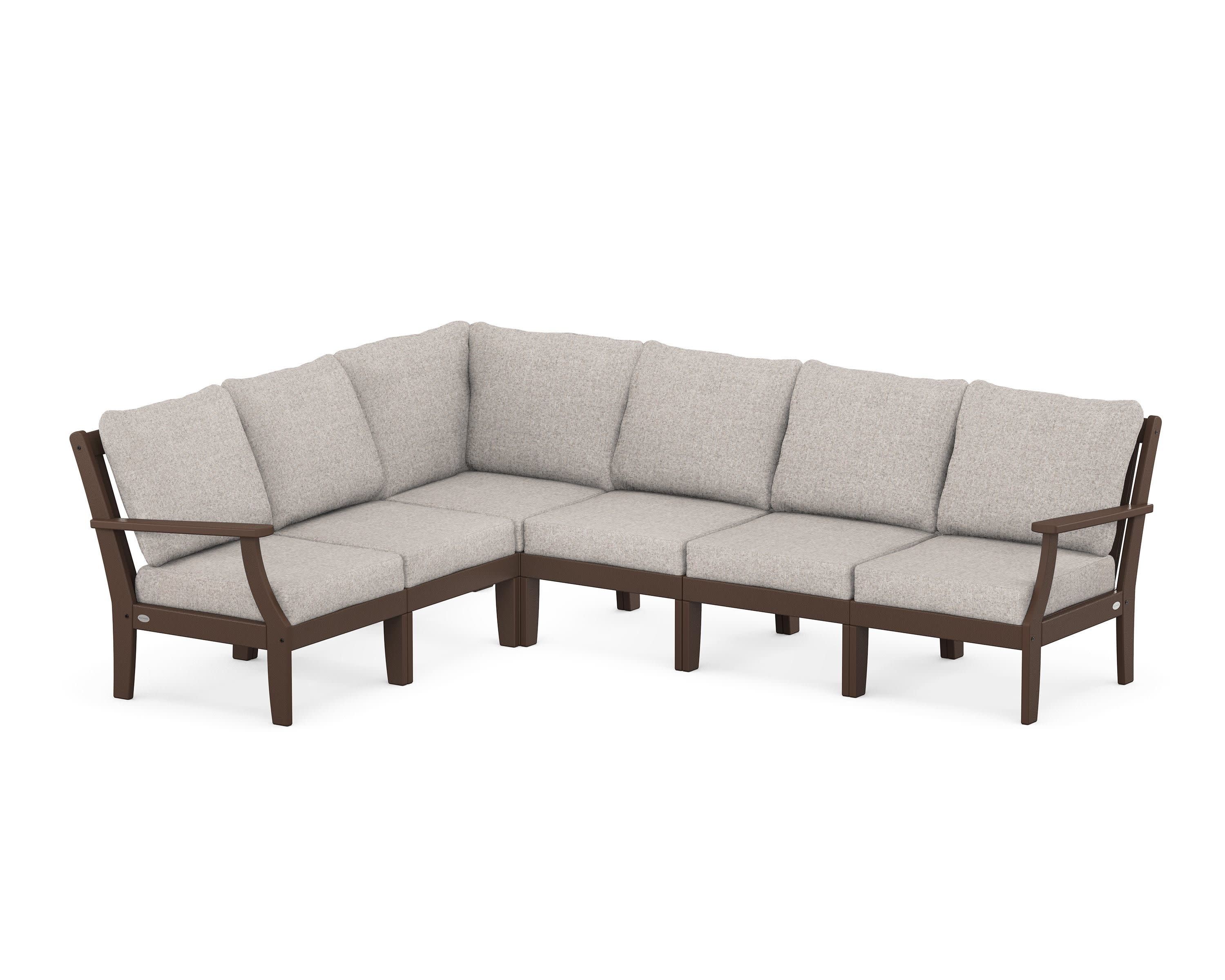 Braxton Modular 6-Piece Deep Seating Set in Mahogany / Weathered Tweed