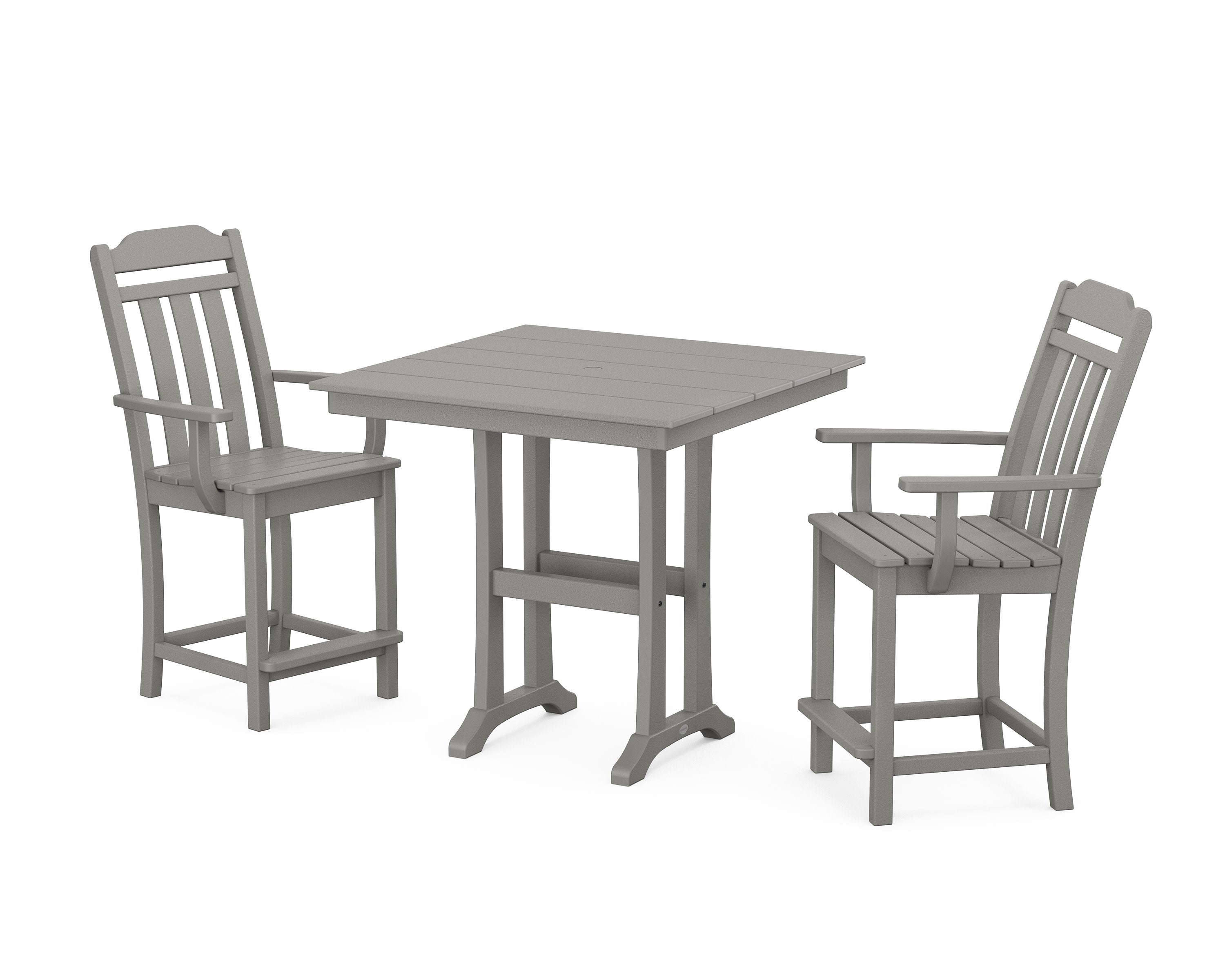 Cottage 3-Piece Farmhouse Counter Set with Trestle Legs in Slate Grey