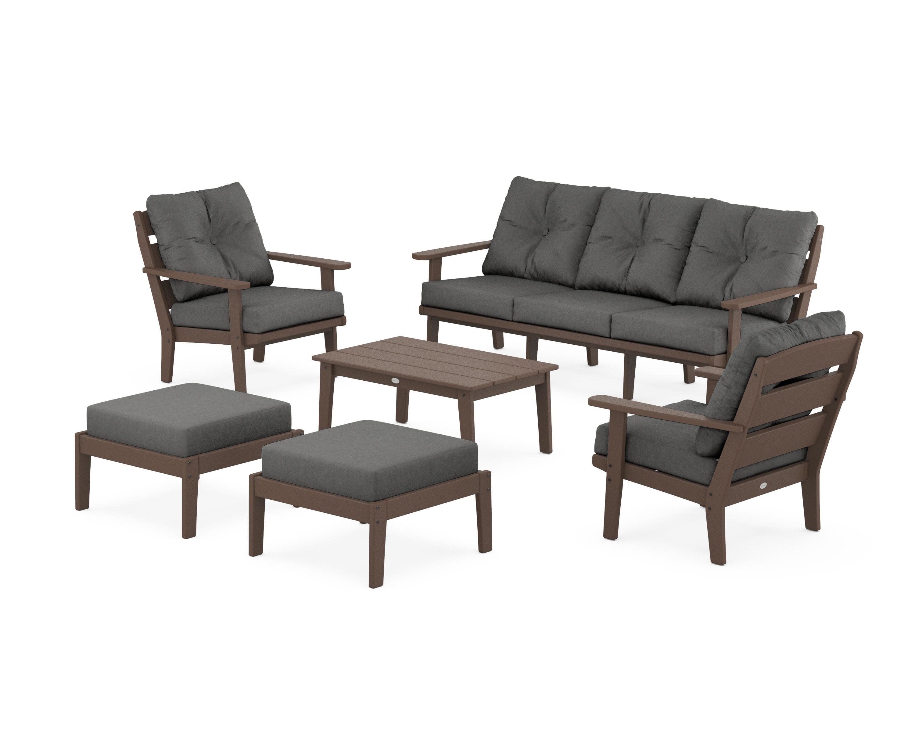 Lakeside 6-Piece Lounge Sofa Set in Mahogany / Spectrum Carbon