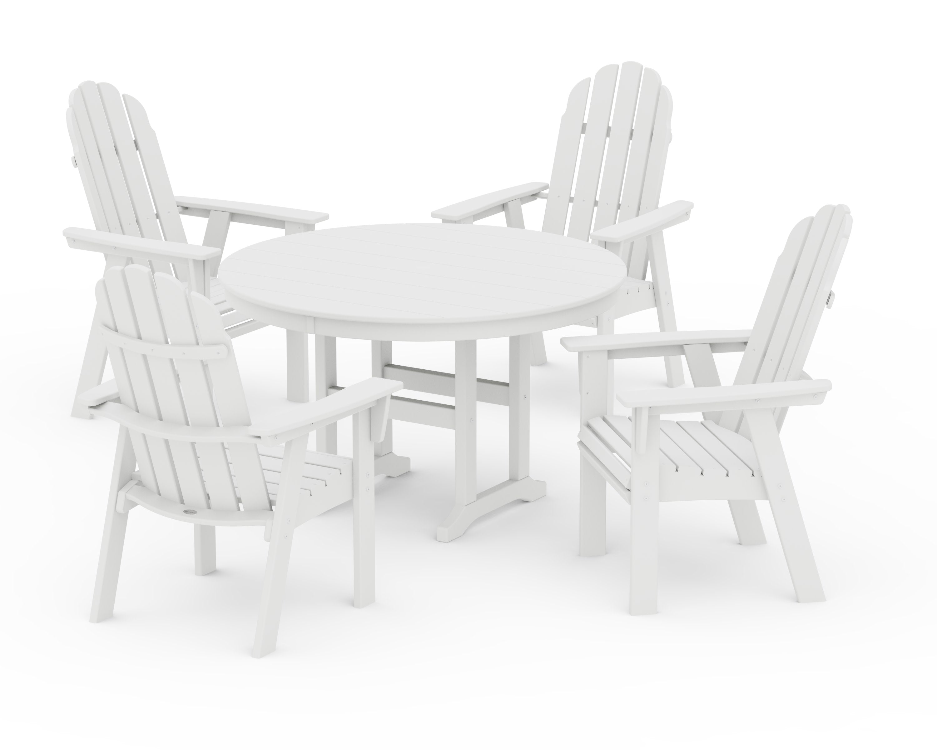 Vineyard Curveback Adirondack 5-Piece Round Farmhouse Dining Set in White