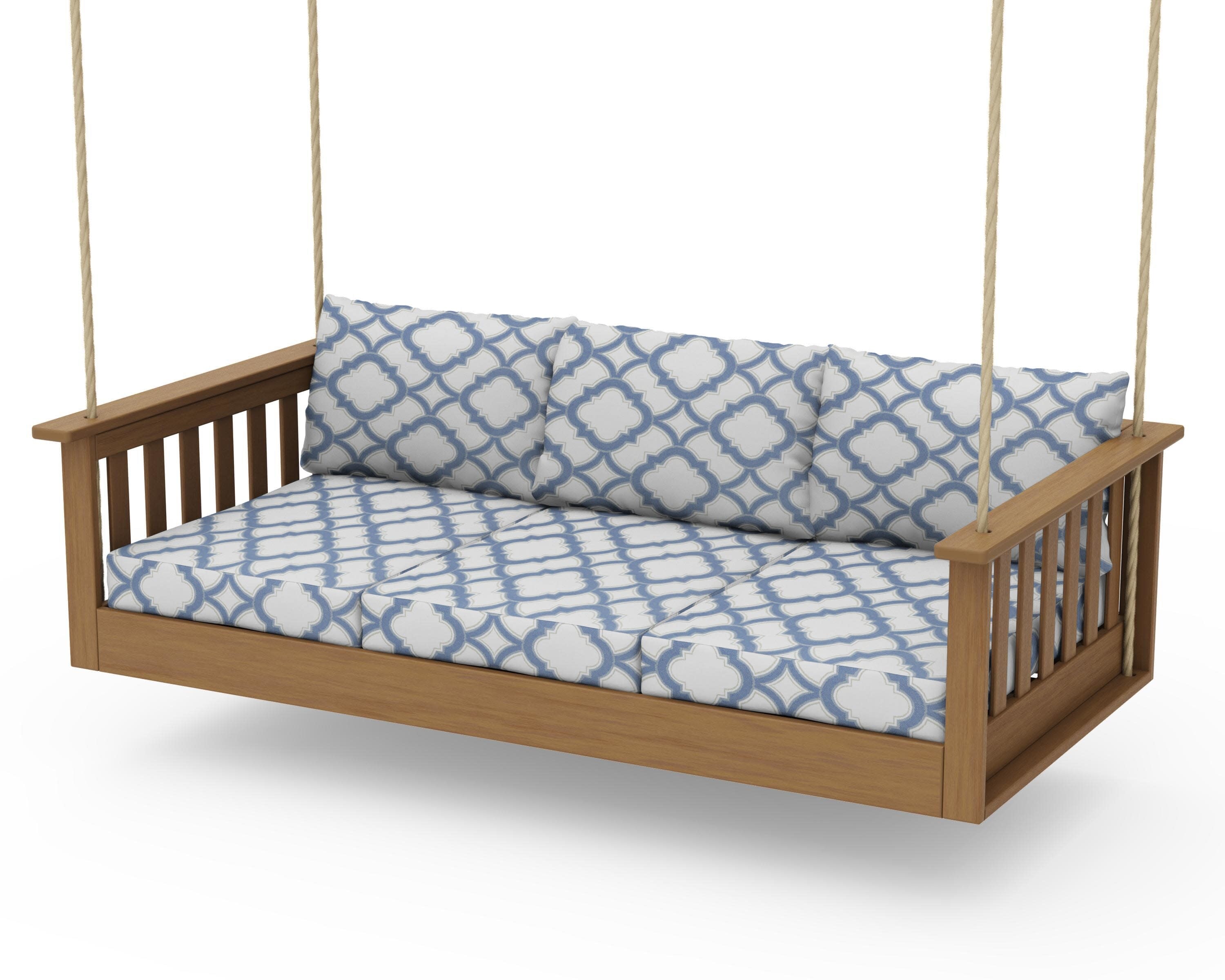 Vineyard Daybed Swing in Natural / Trellis Sky Blue