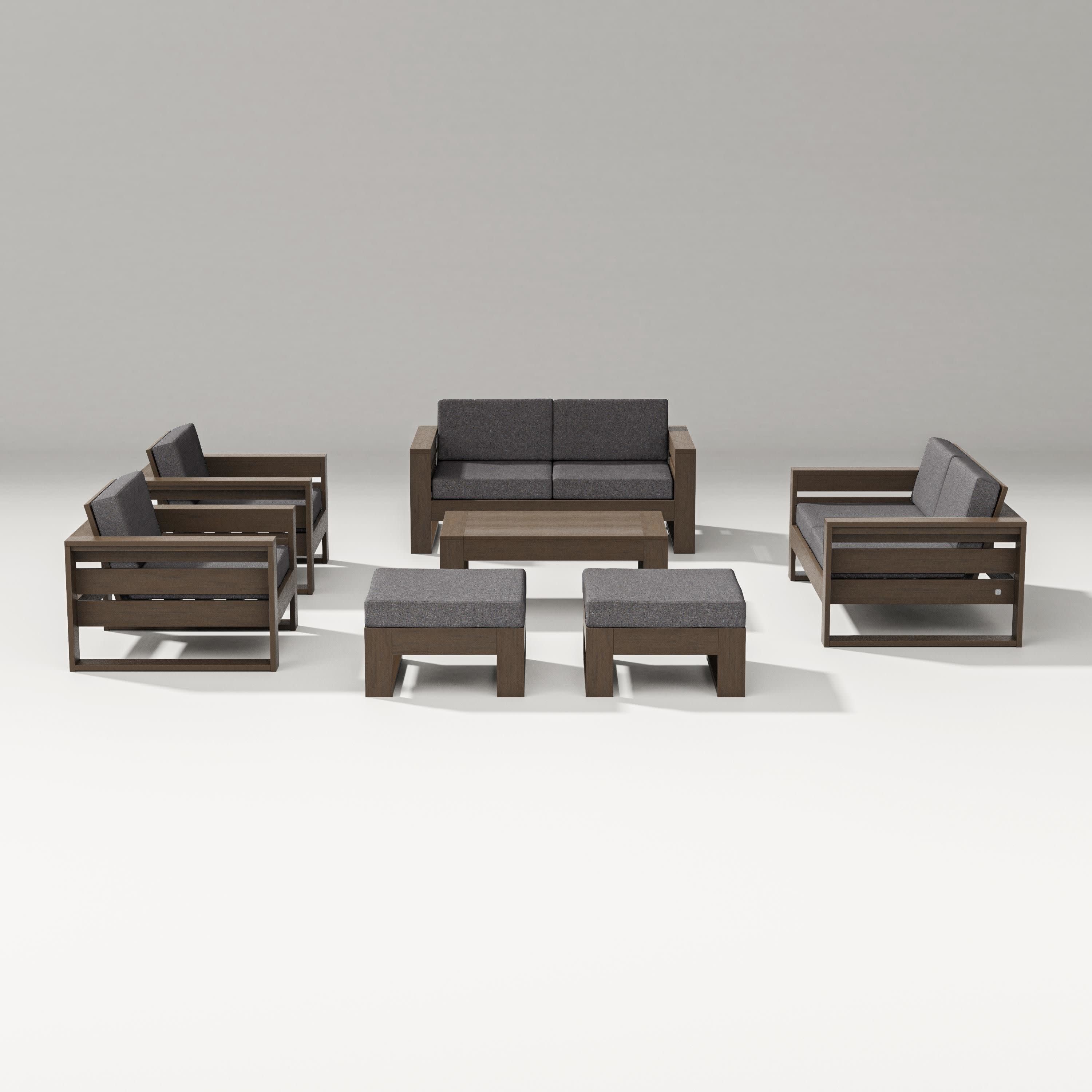 Latitude 7-Piece Lounge Loveseat Set in Kona / Ash Charcoal
