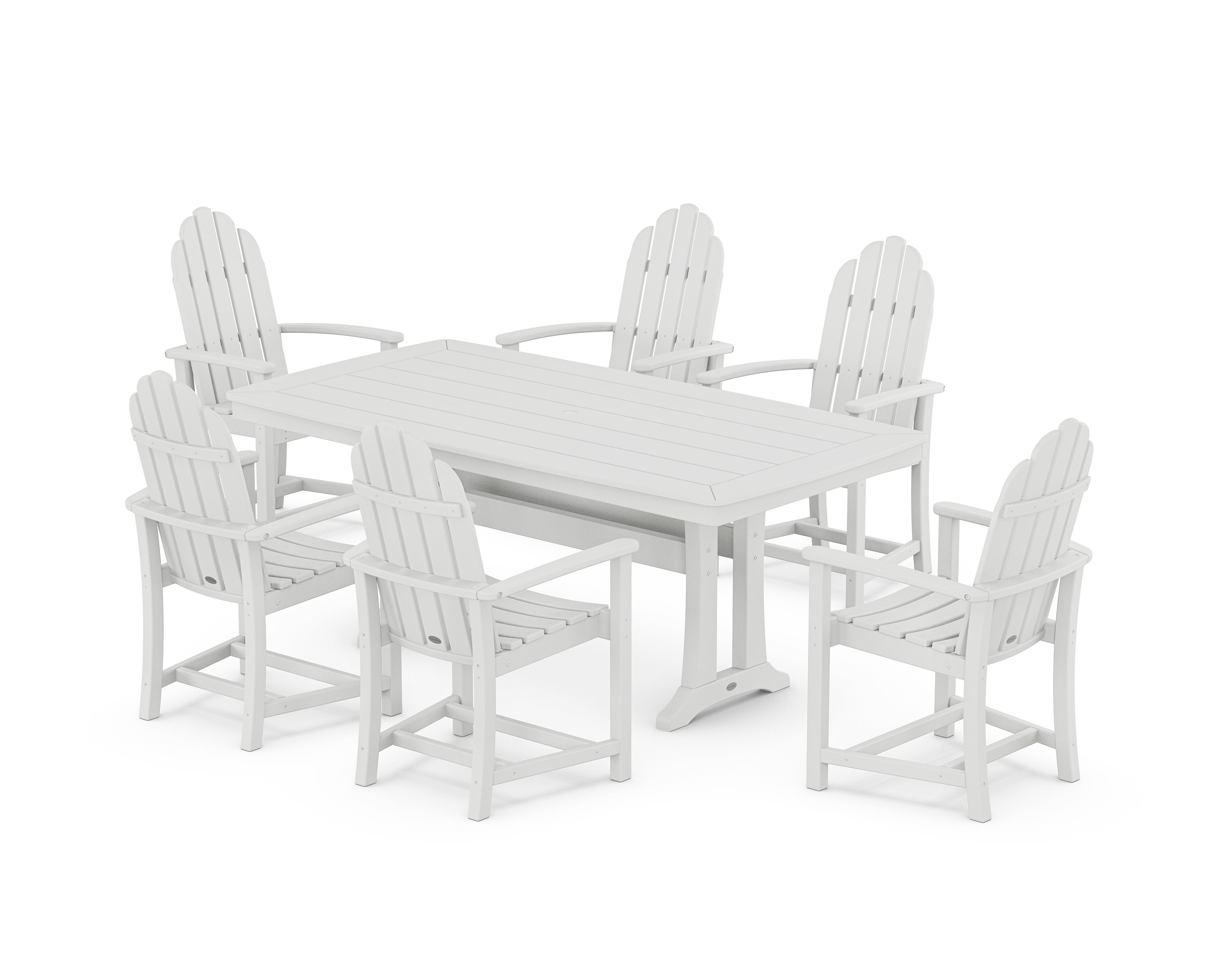 Classic Adirondack 7-Piece Dining Set with Trestle Legs in White