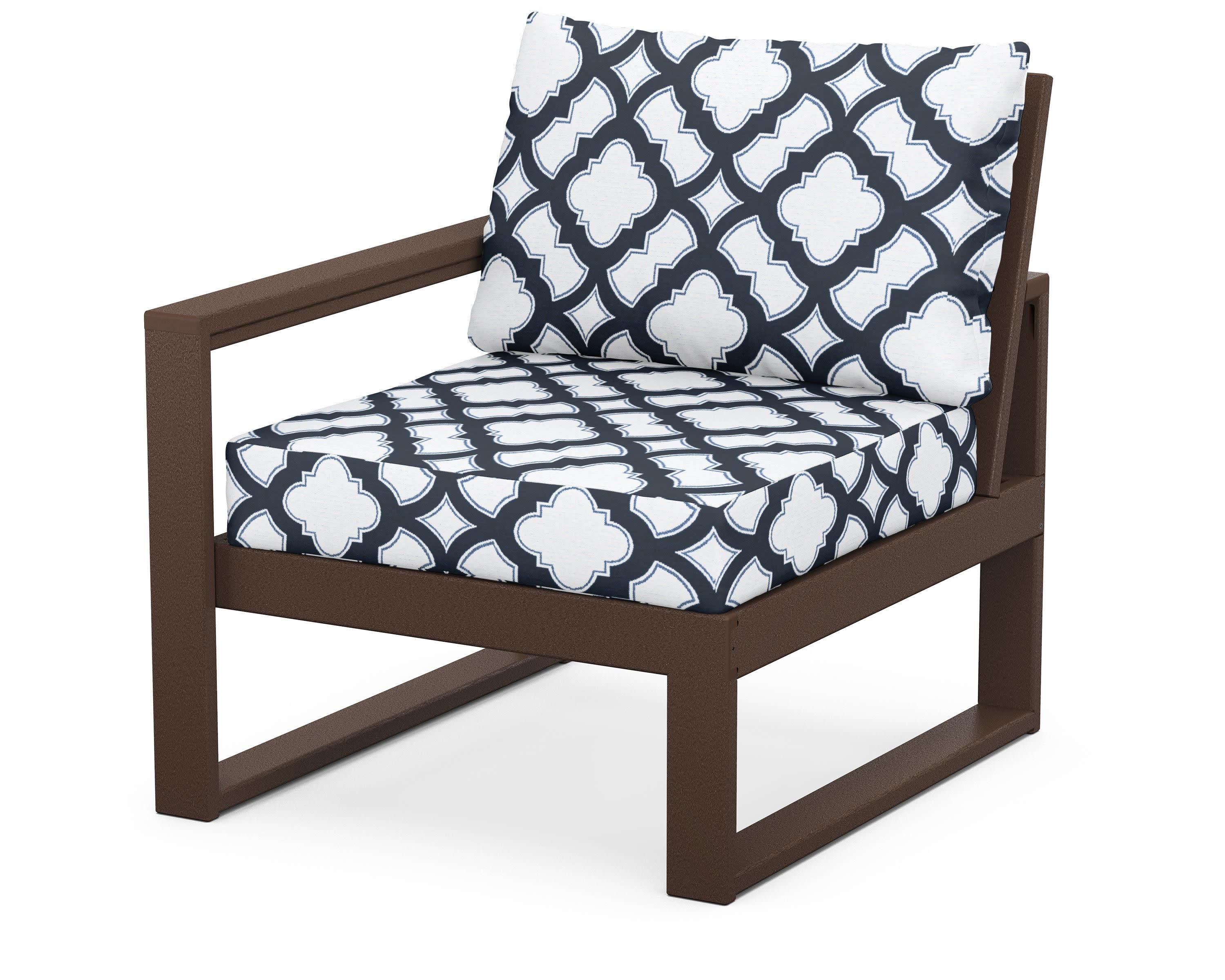 EDGE Modular Left Arm Chair in Mahogany / Trellis Marine Indigo