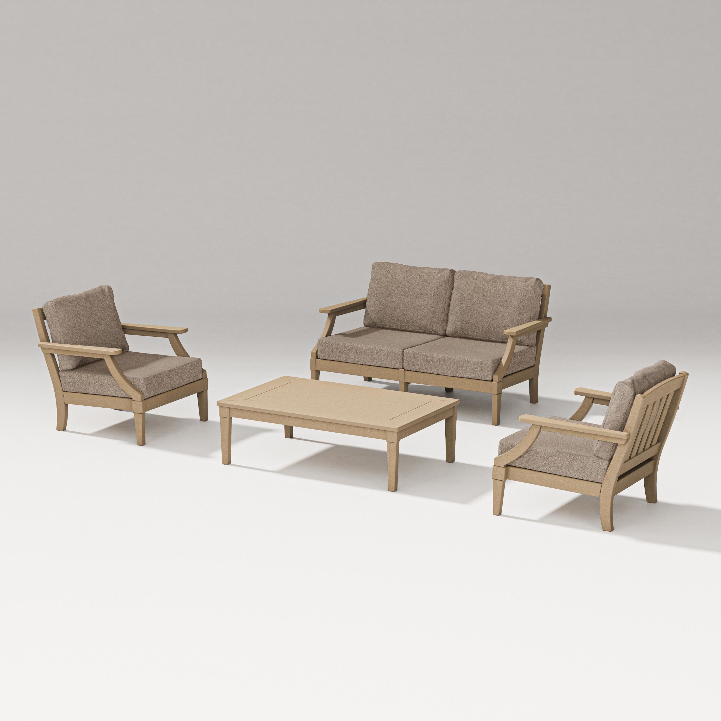 Estate Lounge 4-Piece Loveseat Set in Vintage Sahara / Spiced Burlap
