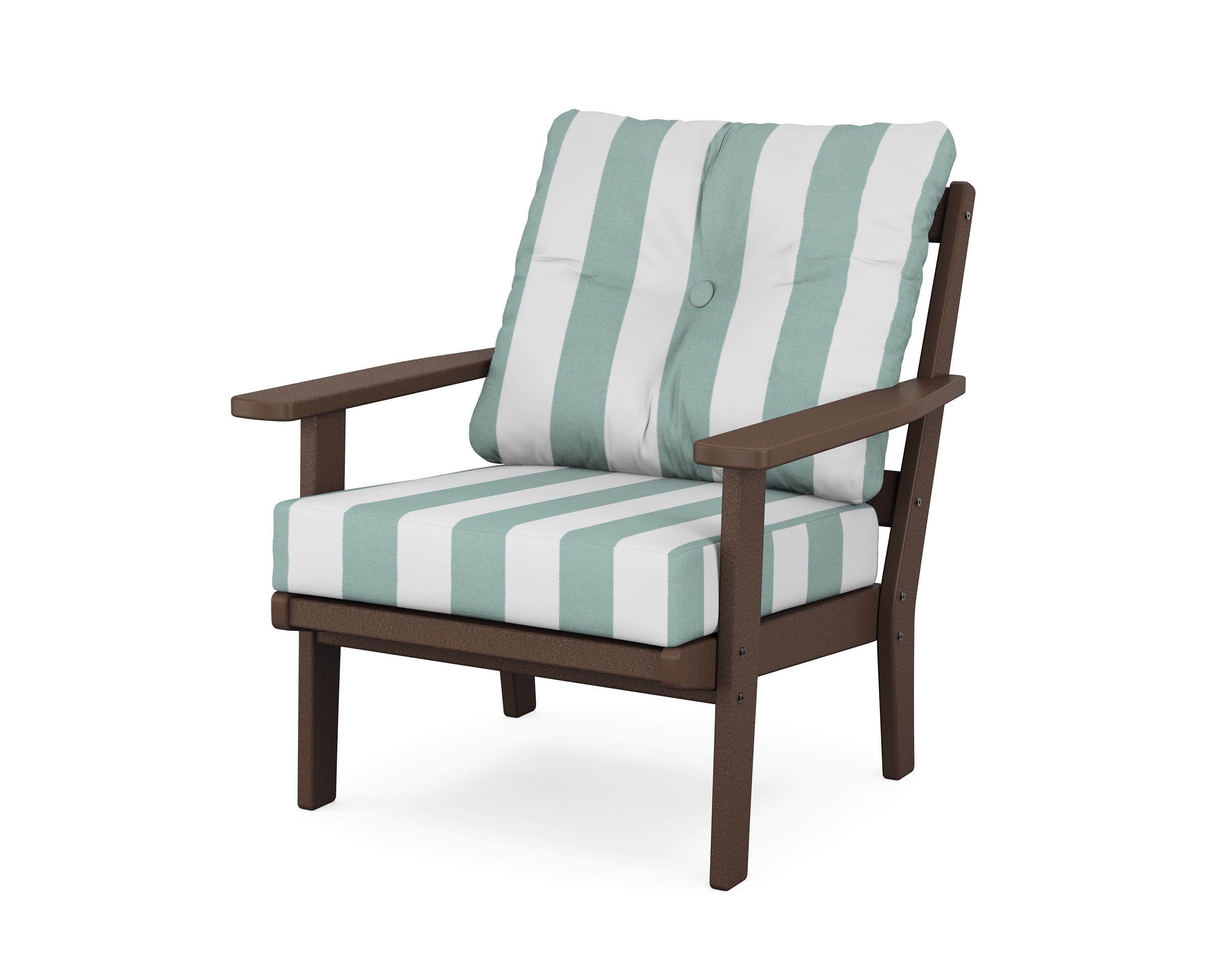 Oxford Deep Seating Chair in Mahogany / Cabana Stripe Glacier Spa