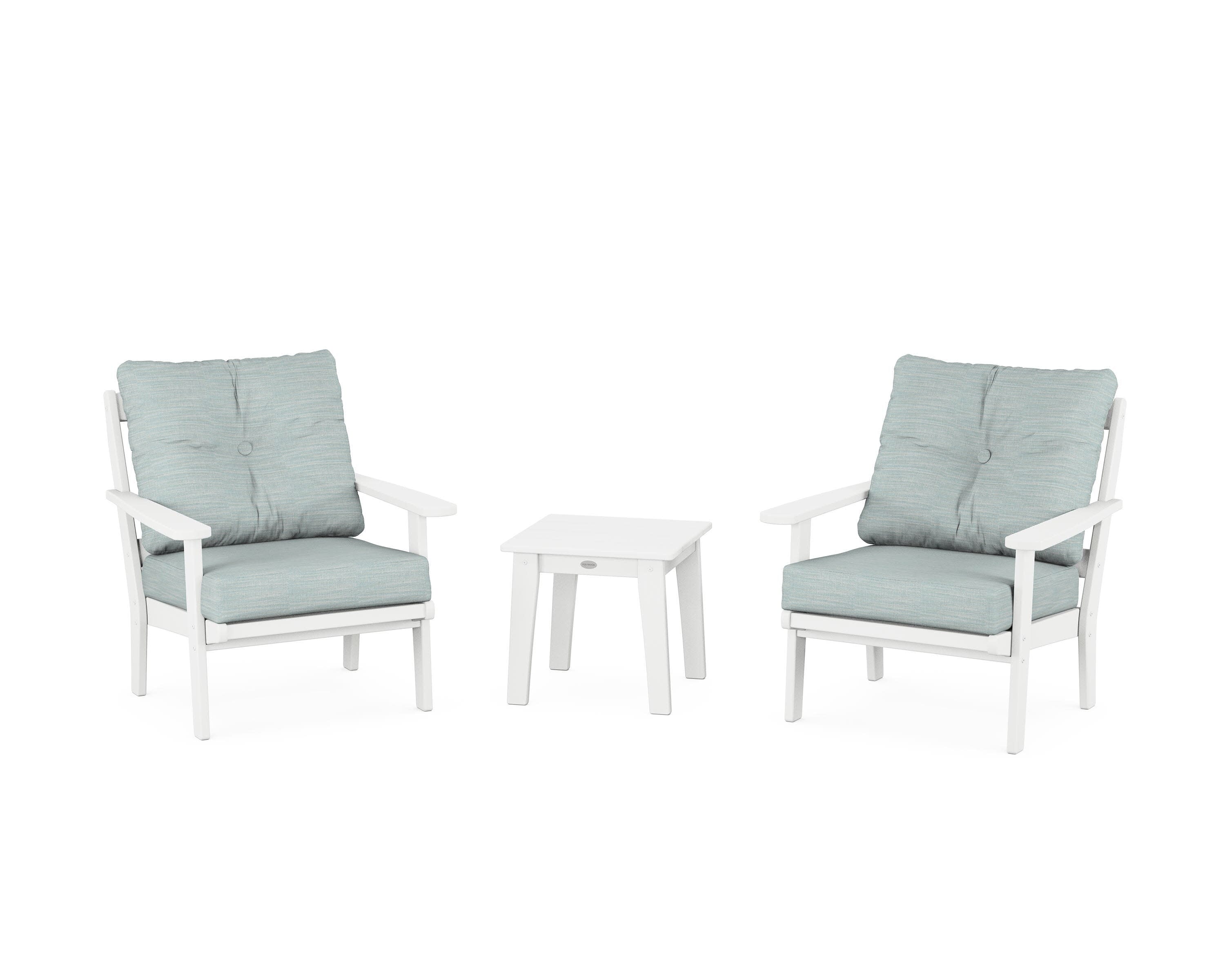 Mission 3-Piece Deep Seating Set in White / Soothe Mist