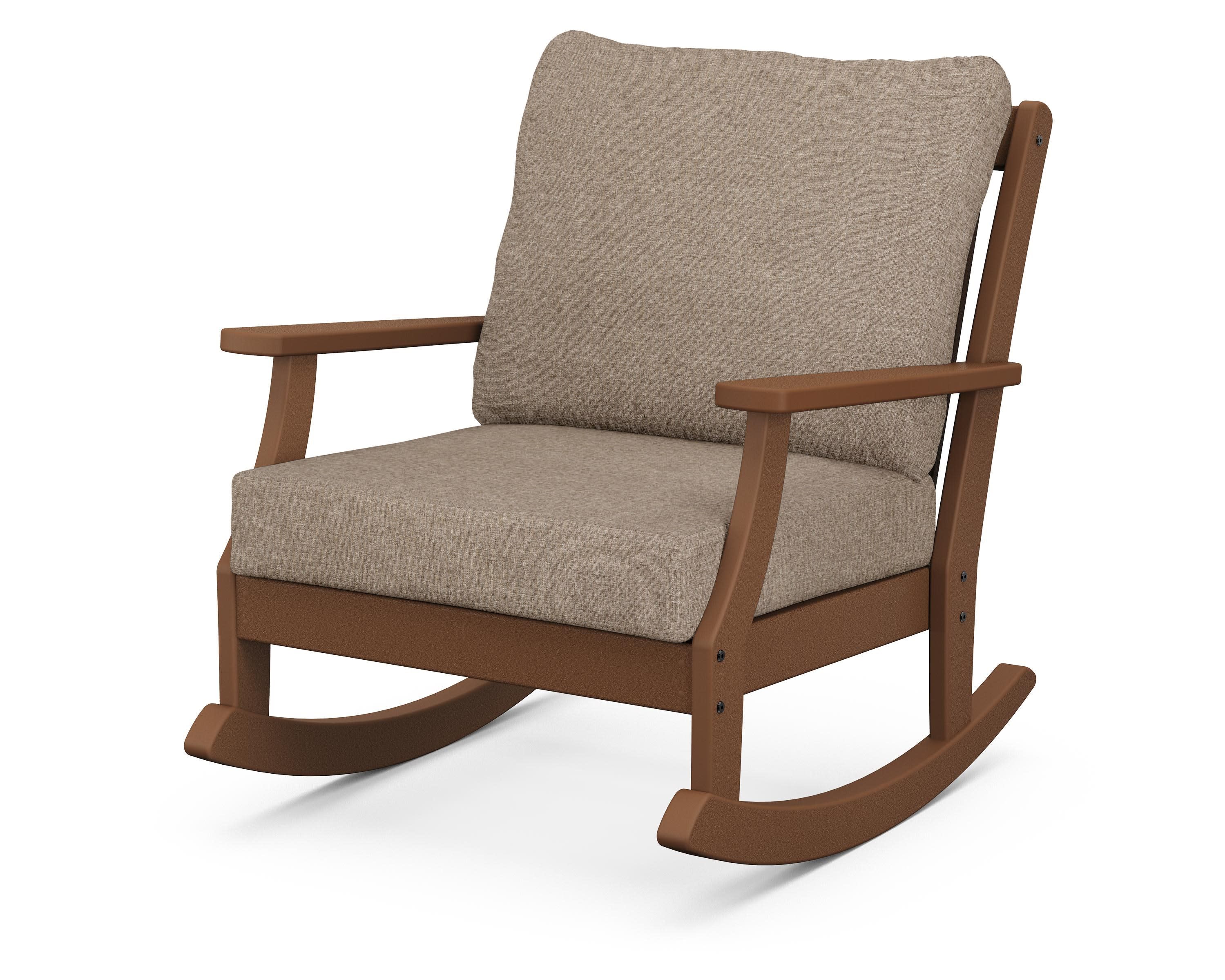 Braxton Deep Seating Rocking Chair in Teak / Spiced Burlap