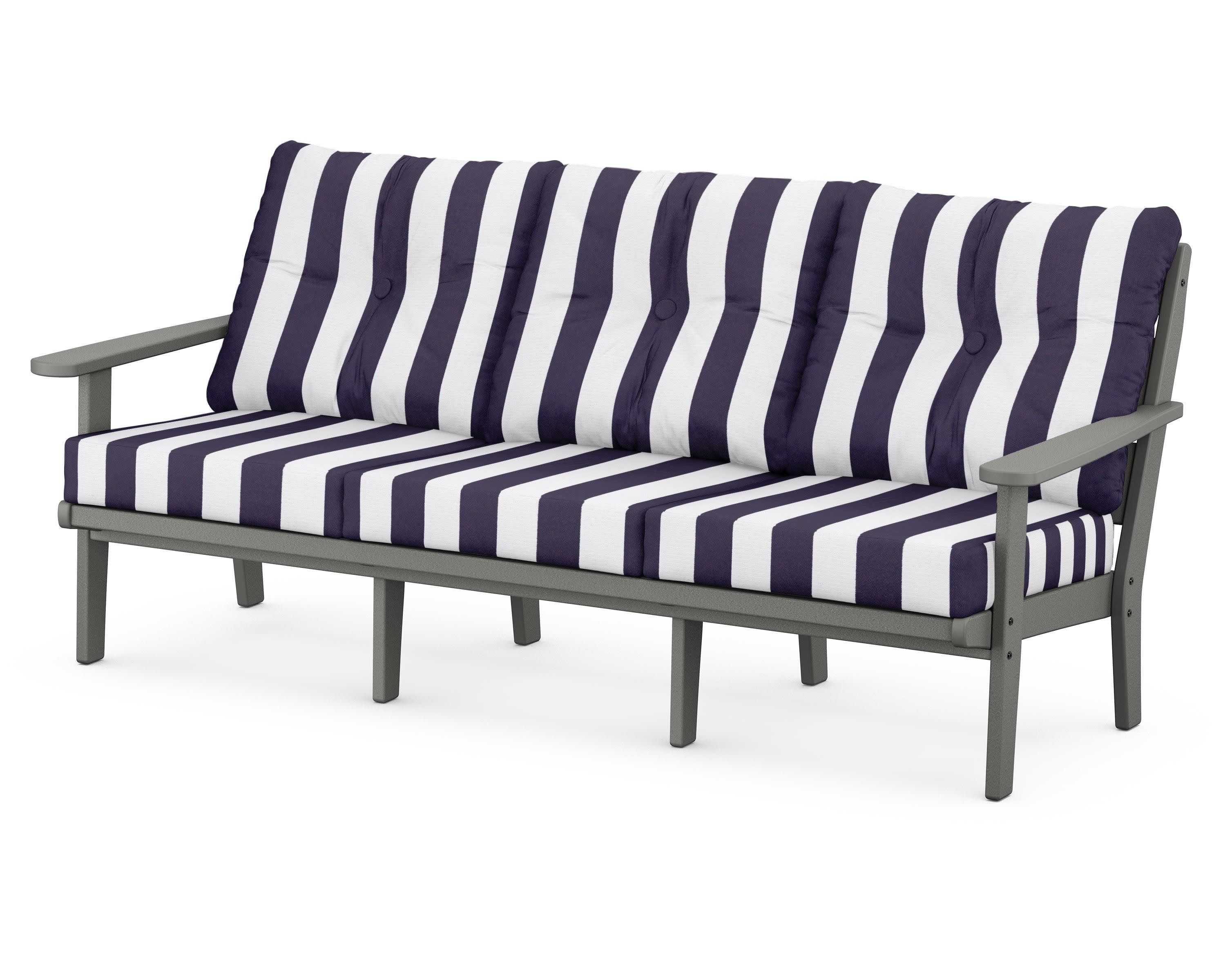 Lakeside Deep Seating Sofa in Slate Grey / Cabana Stripe Navy